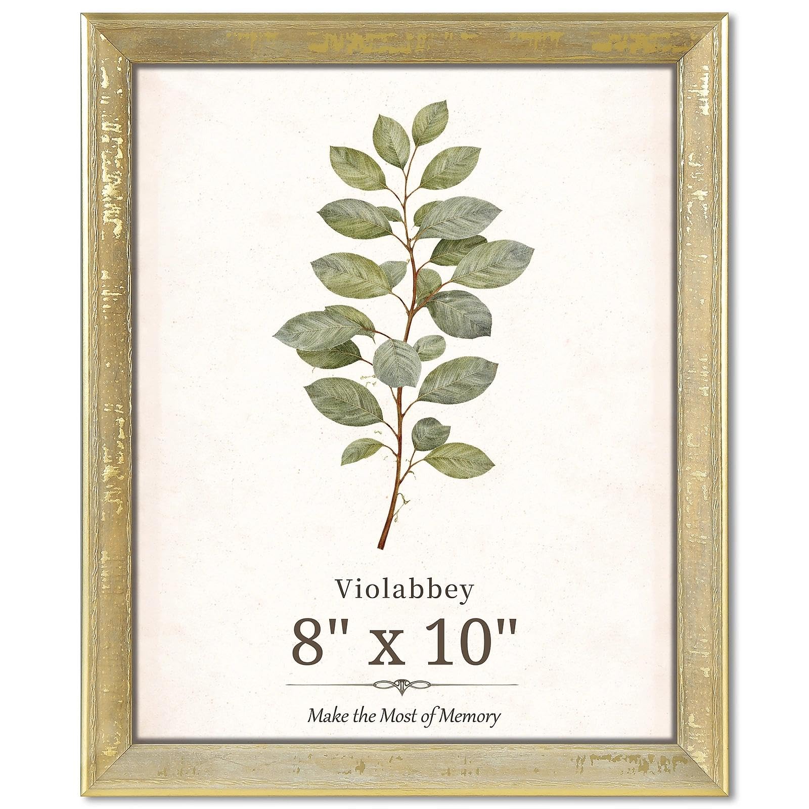 Photo 1 of VIOLABBEY 8x10 Picture Frame Gold,Vintage Rustic Photo Frame with Distressed Finish for Home or Office Decor, Tabletop or Wall Display, Fits 8x10 Photos