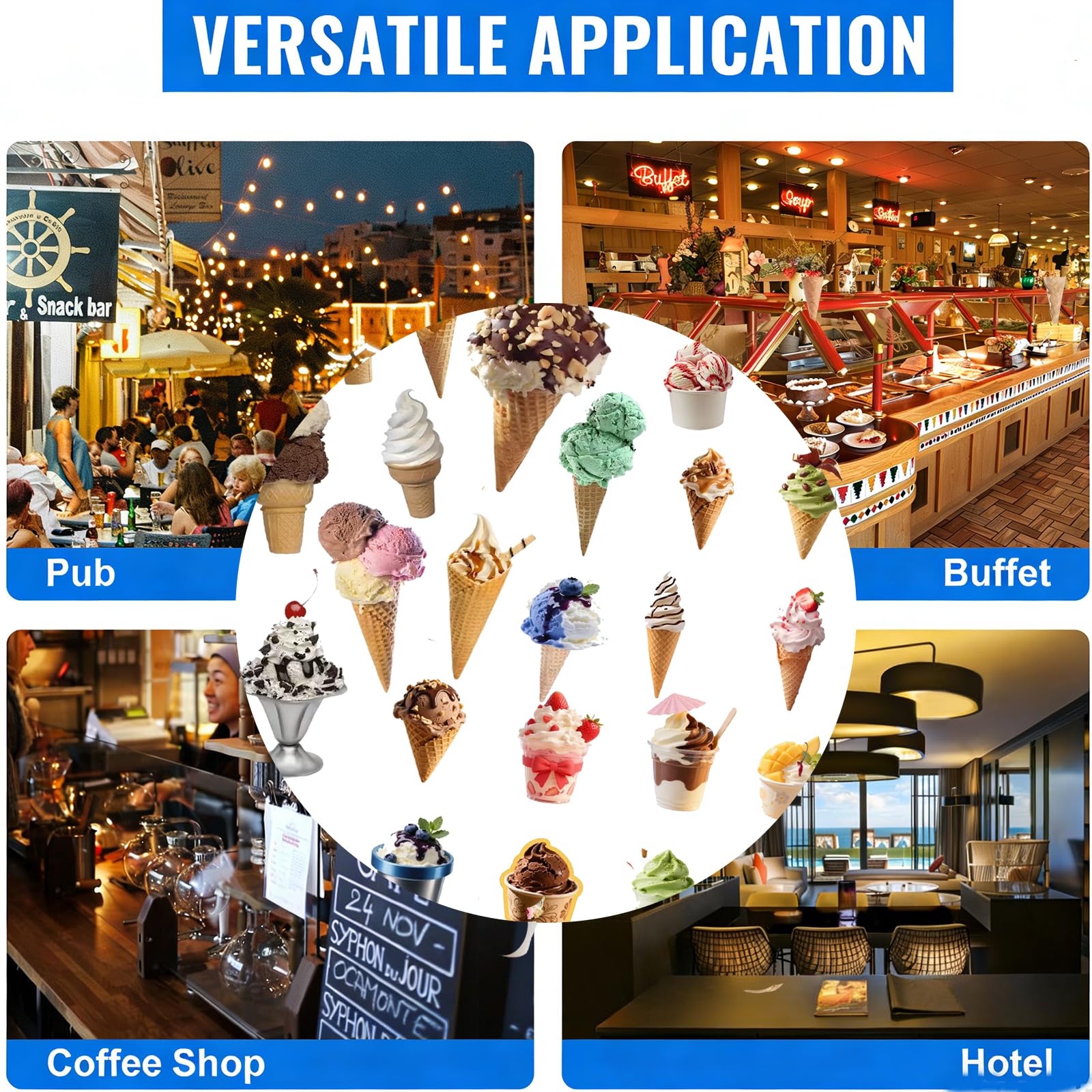 Machine à Crème Glace Molle Commerciale 2200W, 20-28L/5.3-7.4 Gal, Machine à Crème Glacée avec Écran LED, 2 cylindre&3 Saveurs, pour Glacier Camion-Restaurant (8228HP)