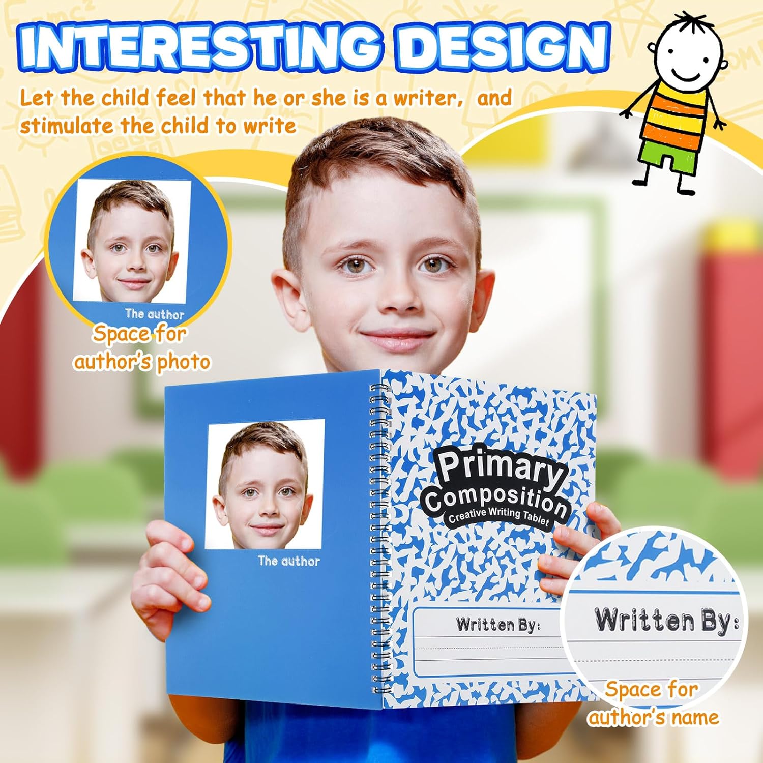 Henoyso 4 Pcs 100 Pages Spiral Primary Composition Notebook K-2 Bulk Primary Journal Drawing Handwriting Practice for Kids 4-6 Kindergarten Preschool Homeschool 1st 2nd Grade Student Supplies