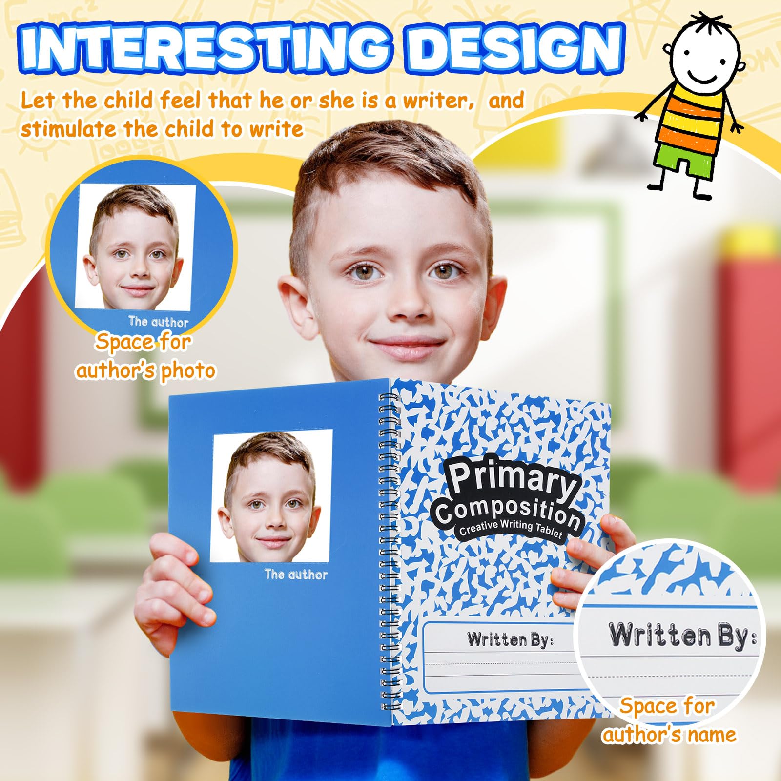 Henoyso 8 Pcs 100 Pages Spiral Primary Composition Notebook K-2 Bulk Primary Journal Drawing Handwriting Practice for Kids 4-6 Kindergarten Preschool Home School 1st 2nd Grade Student (Fresh Color)