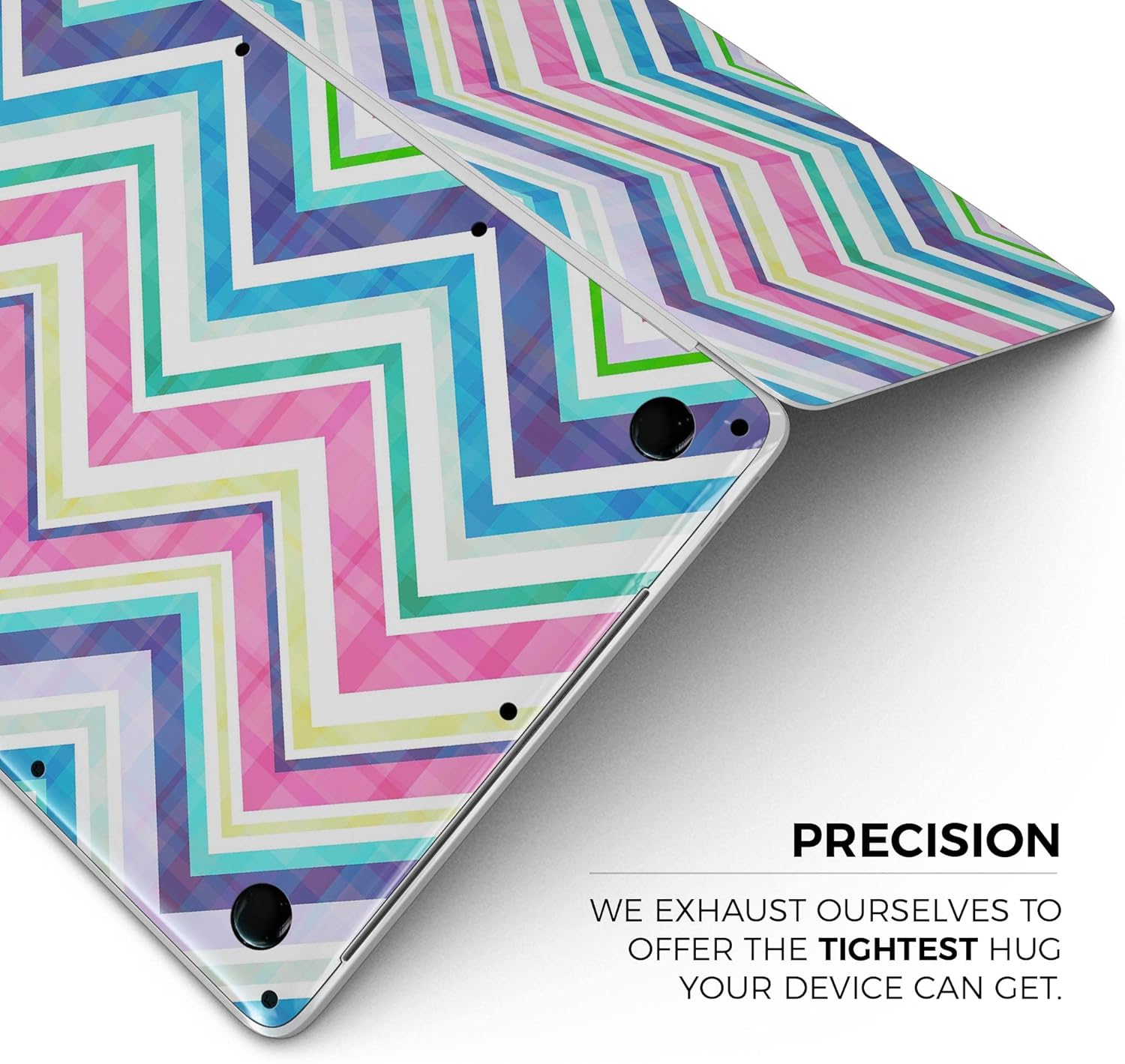 DesignSkinz - Vibrant Pink & Blue Layered Chevron Pattern - Full-Body Wrap Protective Decal Skin Kit Compatible with MacBook 13" Pro M1 (A2338)