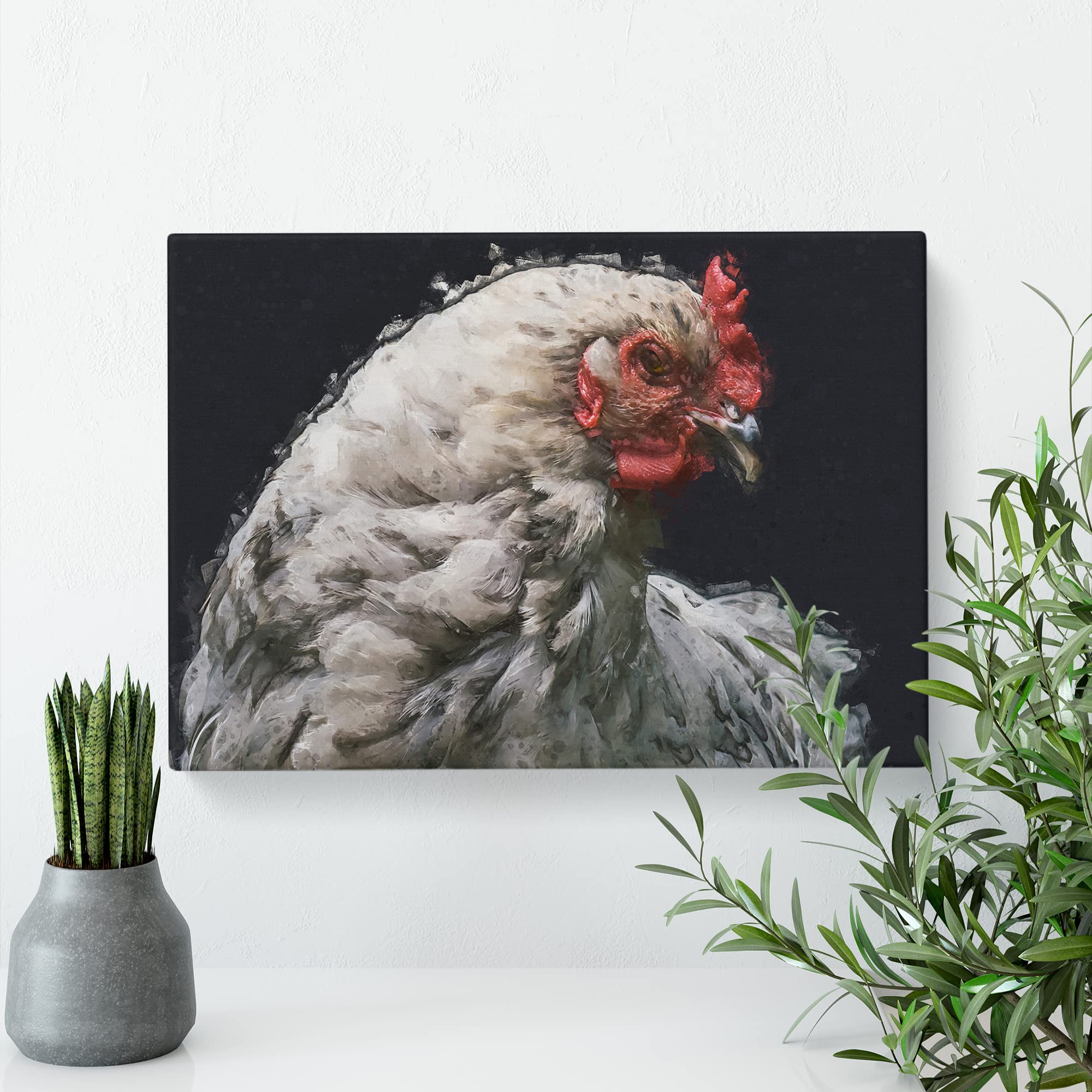 White Hen Canvas Print, Mixed, 25L x 50W cm - Image 3