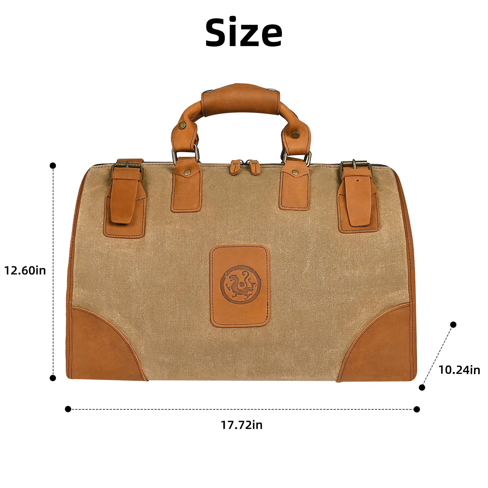 Wasserabweisend Canvas Crazy Horse Leder Reisetasche 35L Trim Unisex Handgepäck Weekender Tasche Sporttasche für Reise Wochenende Urlaub FB8151 (Hellbraun)