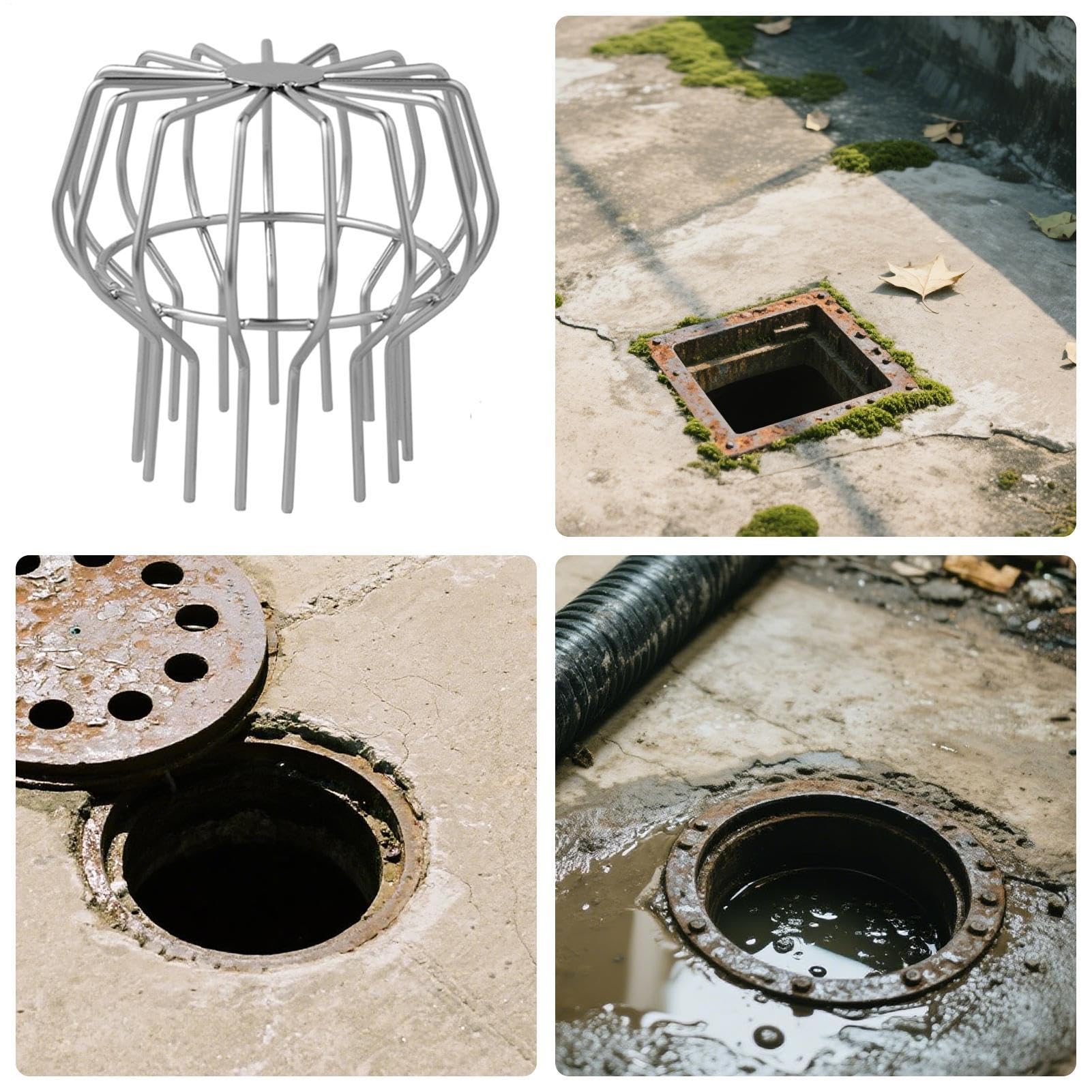 Tapa para Bajante,Coladera para Bajantes - Rejilla Antihojas para Ducha Piscina Jardín Garaje Suelo