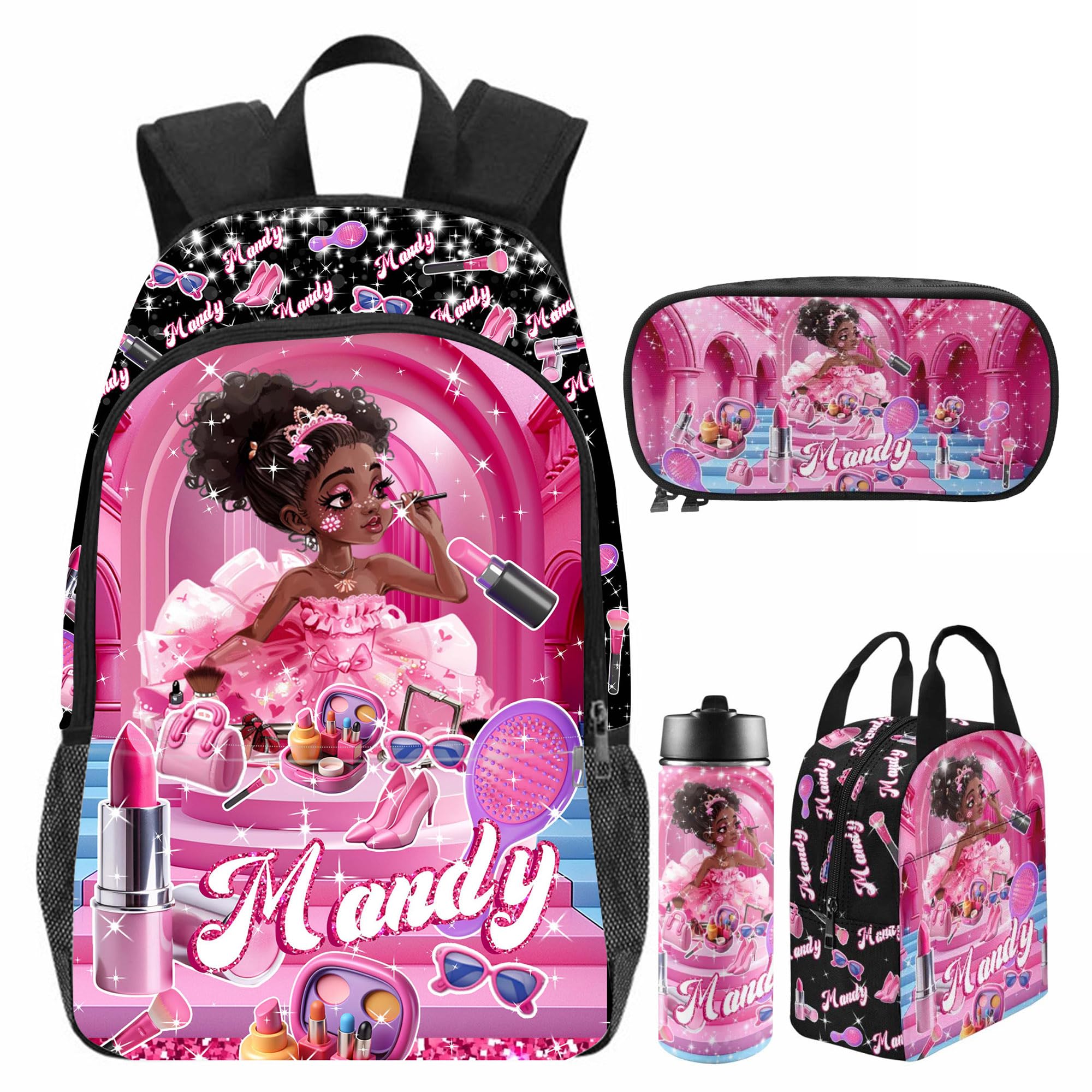 Artsadd Personalized Kids Backpack - Custom School Bag for Black Girls, Unisex Colorful Backpack With Name for Daughter, Niece, Granddaughter