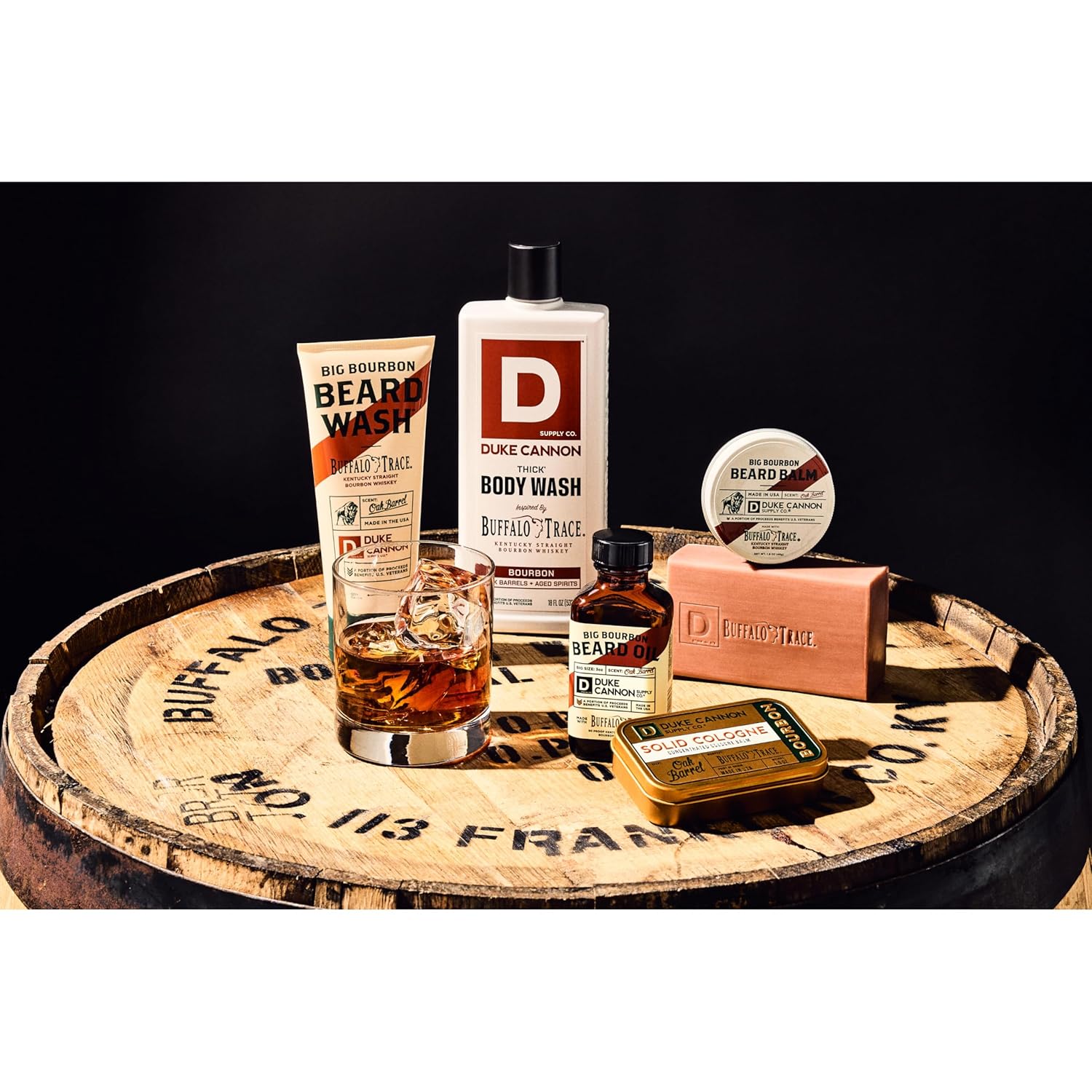 Duke Cannon Bourbon Gift Set for Men – 3 Pack Bundle with Bourbon Bar Soap, THICK Body Wash & Big Bourbon Beard Oil – Oak Barrel Scent