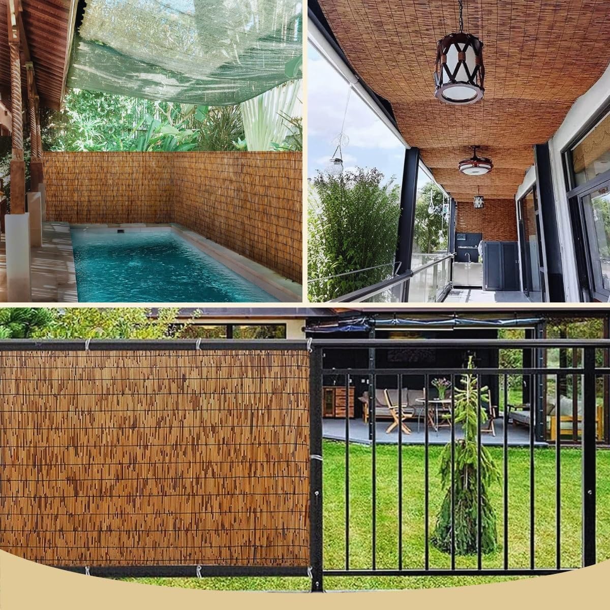 Arella - Recinzione in bambù naturale, 50180 cm, altezza 160 x 550 cm, canna di bambù ecologica, per privacy e decorazione esterna.