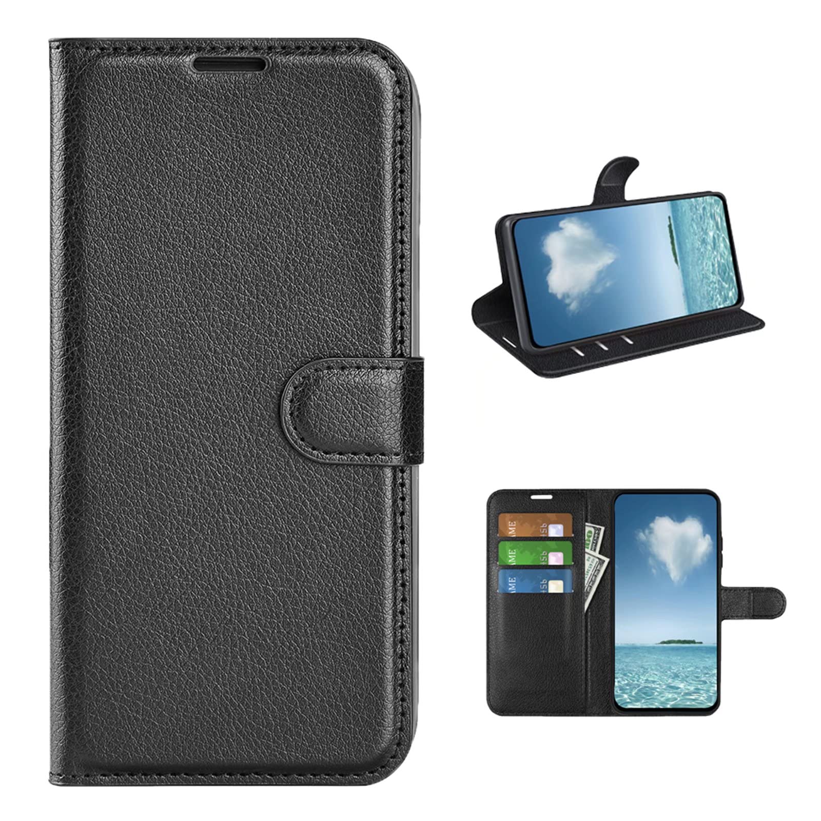 COQUE Sony Xperia 1 VI Case, Litchi Pattern Flip Case with Card Slot, Leather Case for Sony Xperia 1 VI-Nero