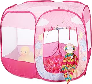 Relaxdays Piscina Plegable de Unicornio con 100 Bolas, Color Rosa, 75 x 90 x 90 cm (10024760)