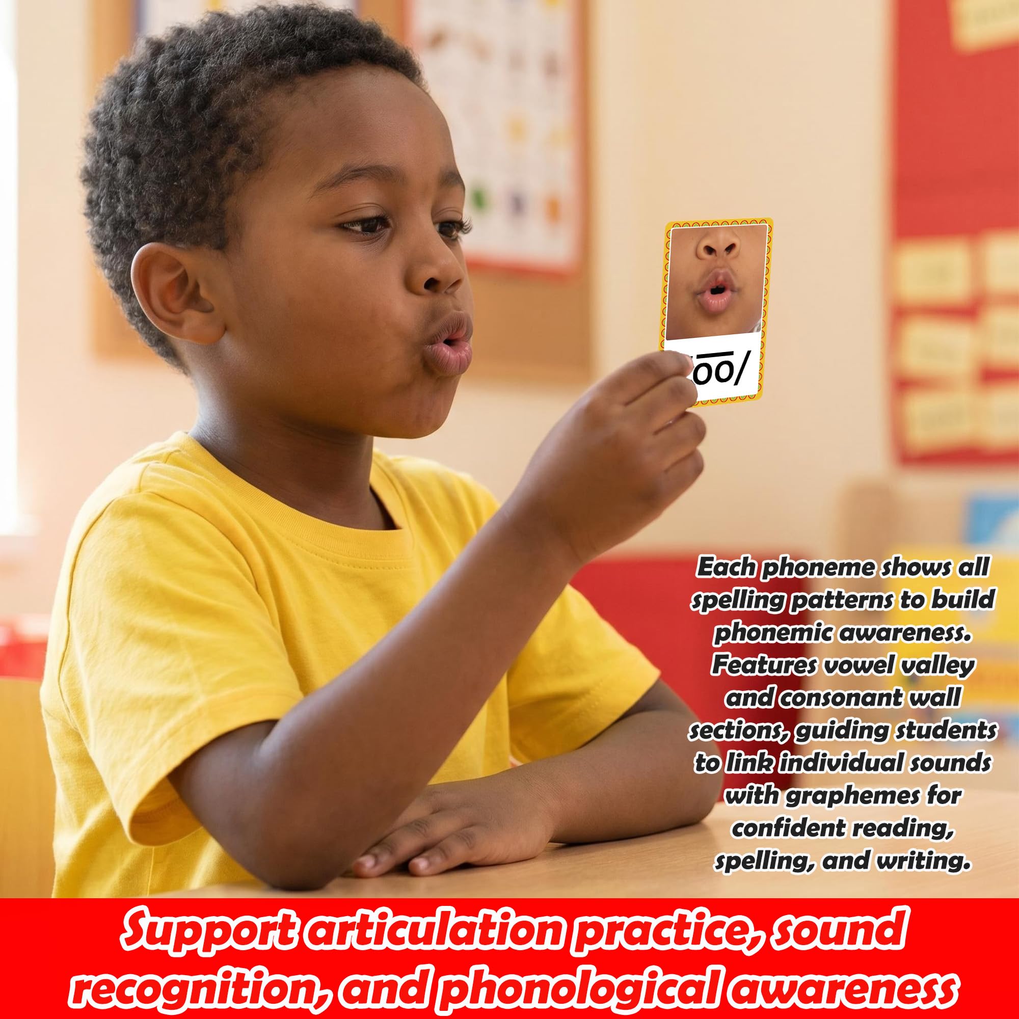 Sound Wall Classroom Phonics Kit, nauka czytania dźwiękowych spółgłosek ściennych i wystrój sali lekcyjnej Vowel Valley, świadomość fonemiczna, materiały do terapii mowy ESL (220 kart)
