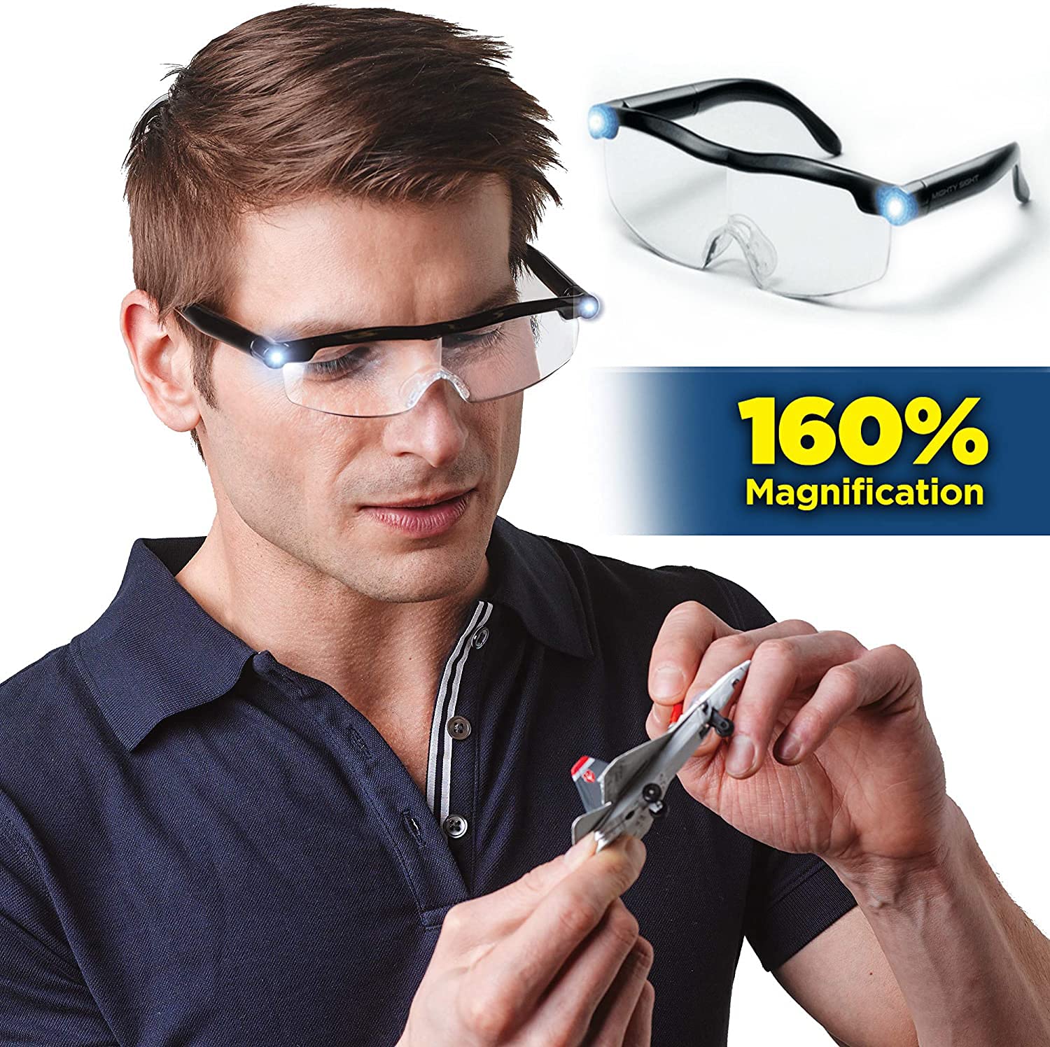 Magnifying Glasses with LED Light, Big Zoom Vision Reading Glasses