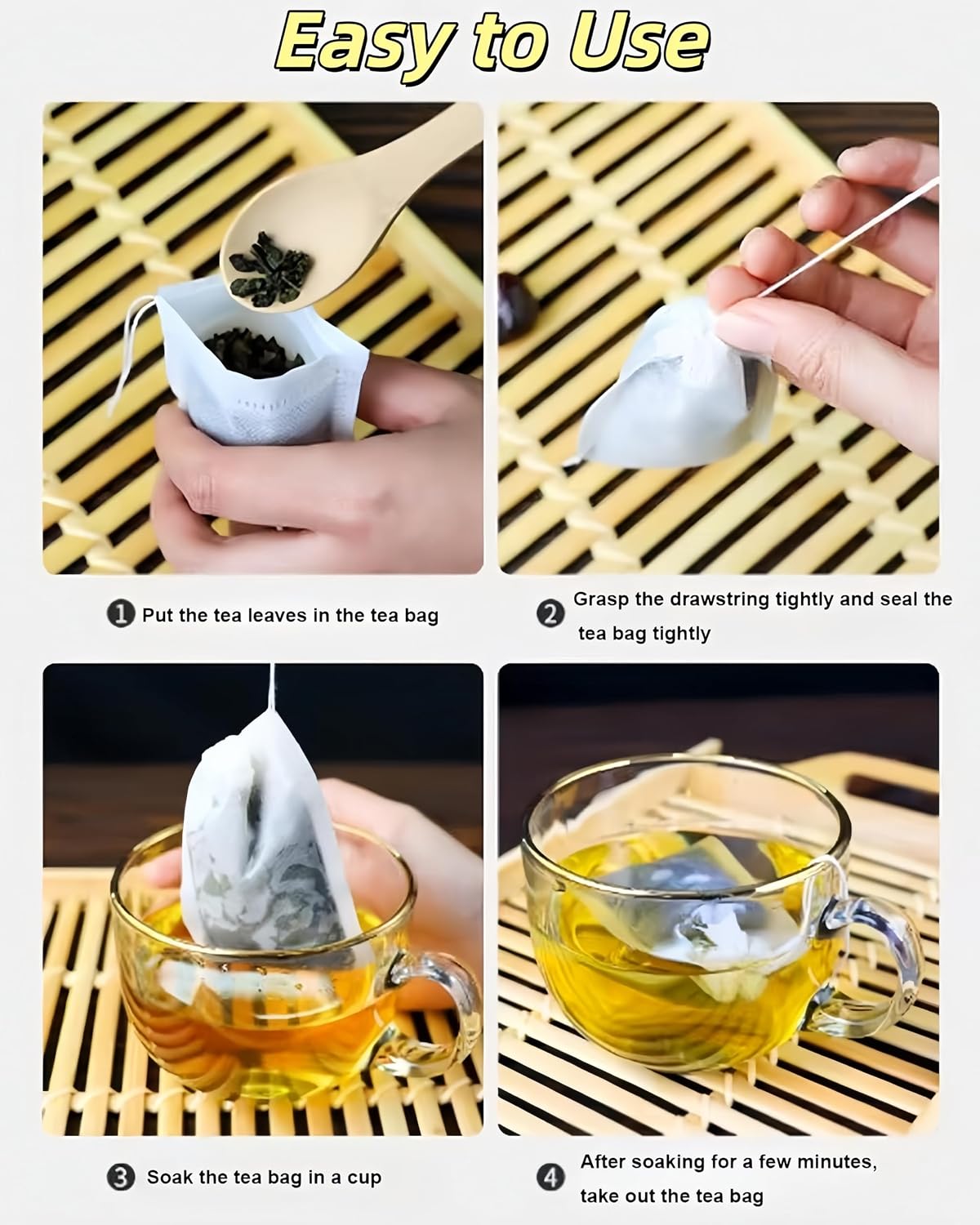 400 PCS Disposable Tea Bags for Loose Leaf Tea-Tea Filter Bags Small Tea Bag with Drawstring, Empty Tea Infuser Sachets for Loose Leaf Tea, Coffee, Spice, Herbs (2.75 x 3.54 inch)