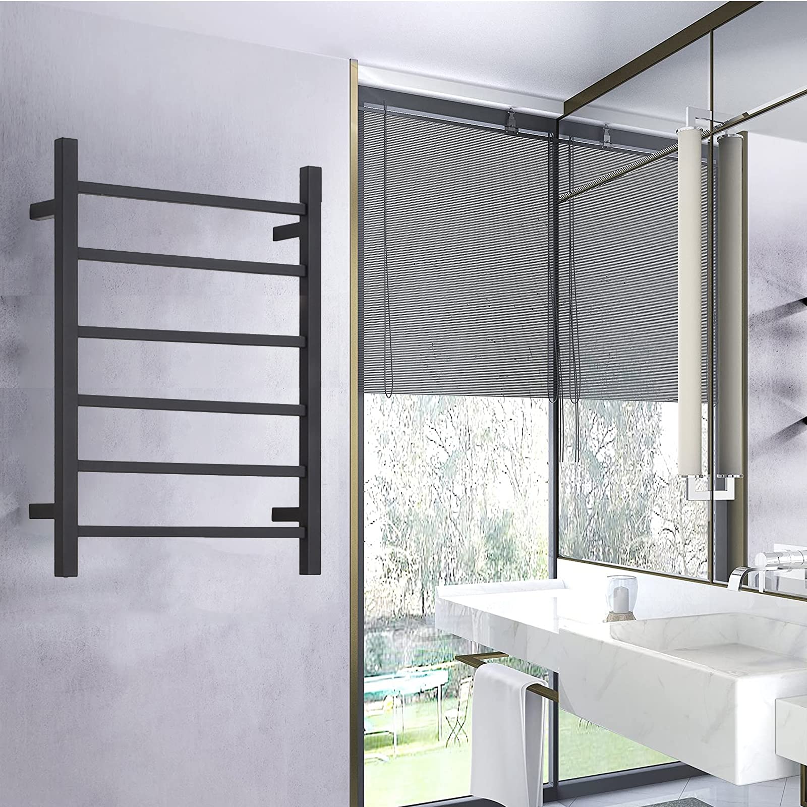 Toallero eléctrico de 6 Barras, radiador toallero eléctrico, toallero de Pared para baño, toallero eléctrico de Acero Inoxidable, cableado.