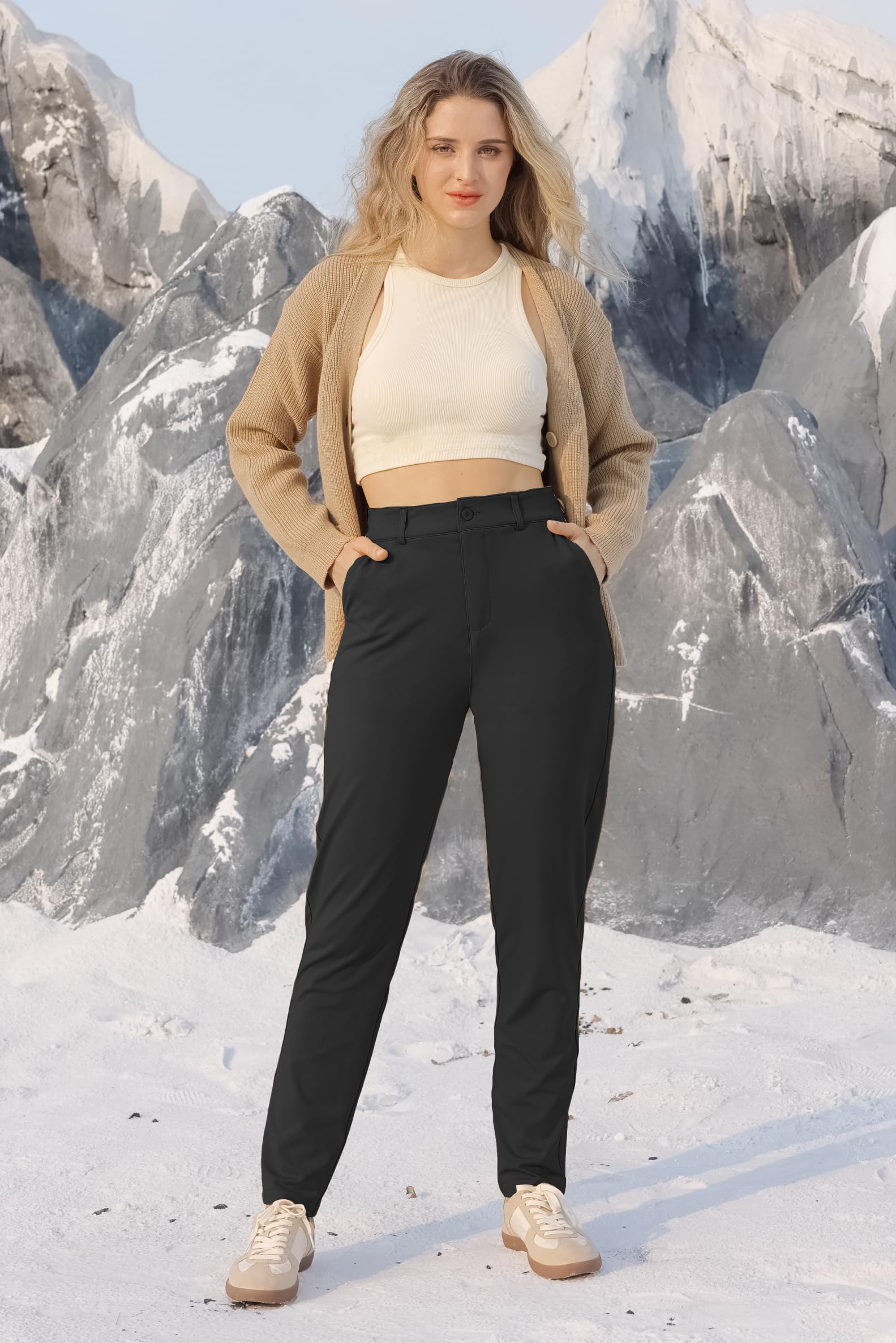 Bamans Pantaloni Donna Neri Elastico, Pantaloni Eleganti Slim Fit Pants Casa Casual Ufficio Affare