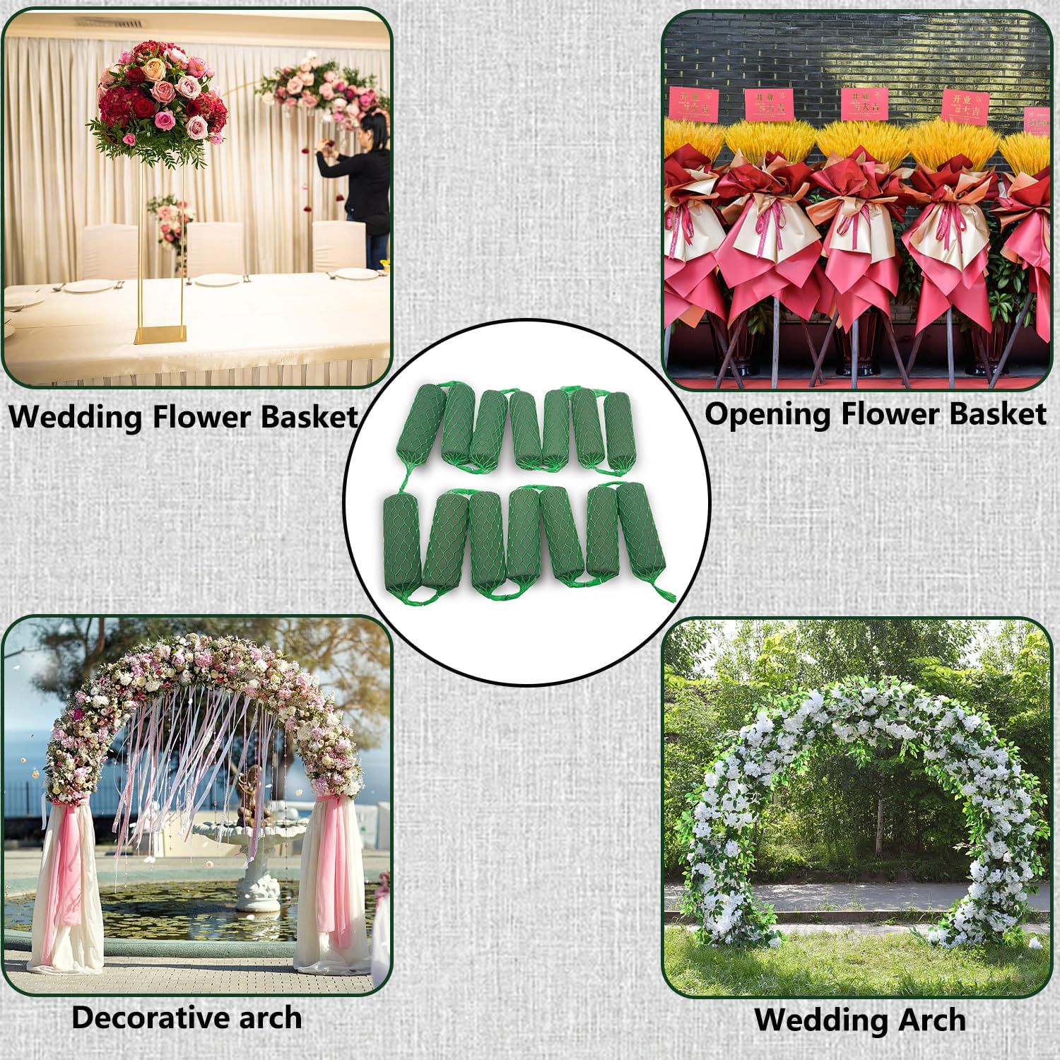 Goiio 14 Piece Flower Sponge Blocks Kit, 9.2 Feet Floral Foam Garland for Flowers for Home Wedding Garden