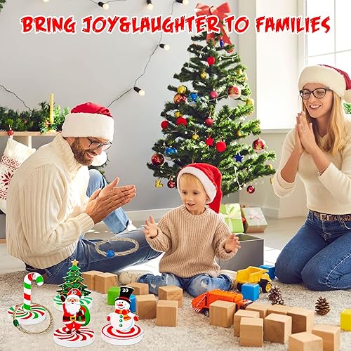 Miniatura 5 de Christmas Wooden Ring Toss Game Set, Christmas Ring Toss with 4 Rings Candy Cane Snowman Christmas Tree Santa Claus Nutcracker Fun Games for Kids