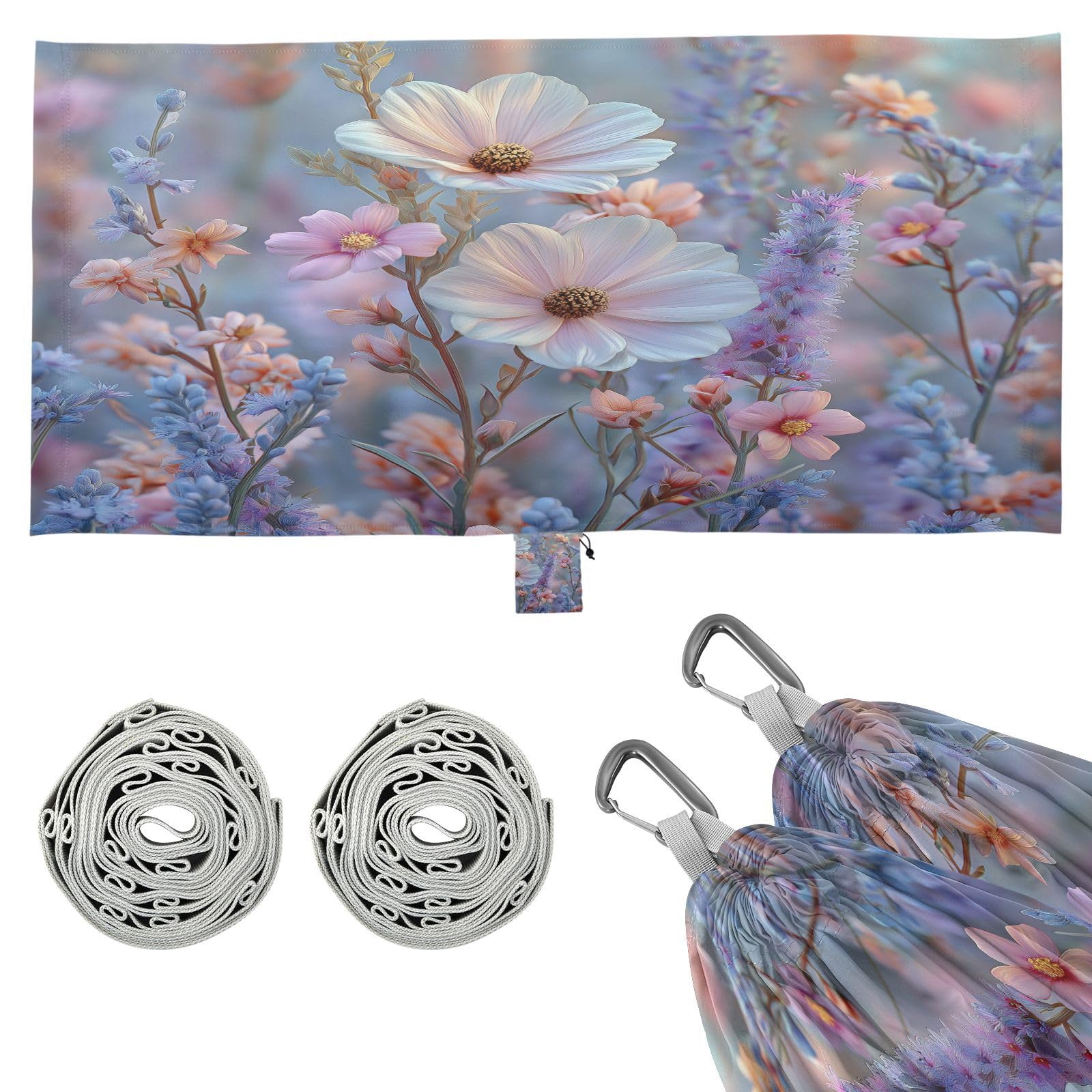 ATTX Floral Landscapes Camping Hammock - Lightweight & Portable Hammocks, Heavy Duty 330lbs Capacity for Indoor, Hiking, Backpacking, Travel, Backyard, Beach#24