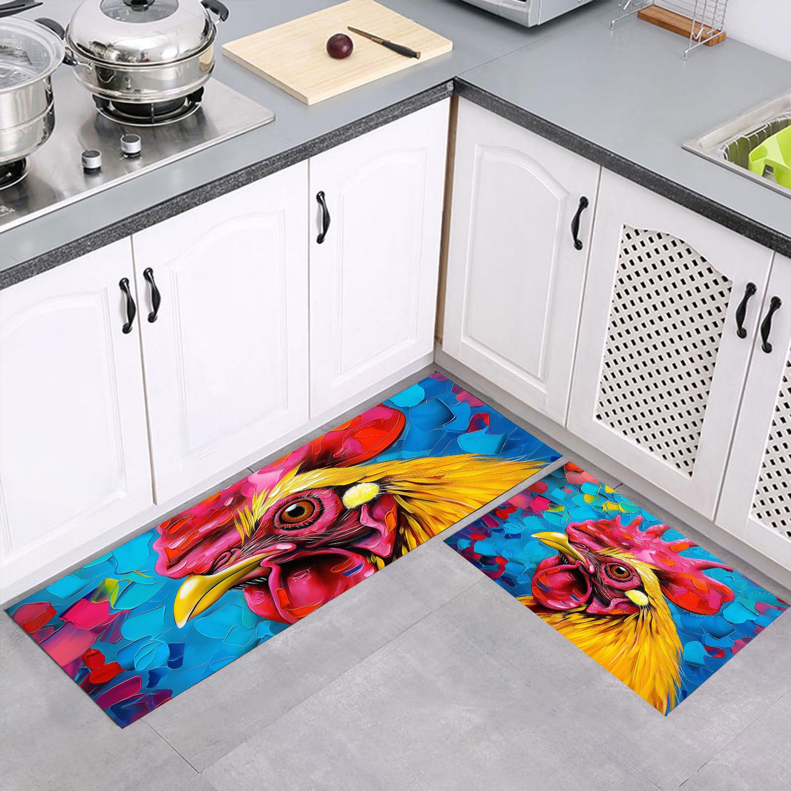 Juegos de absorción de agua para cocina con diseño artístico de gallo azul de 40x120cm
