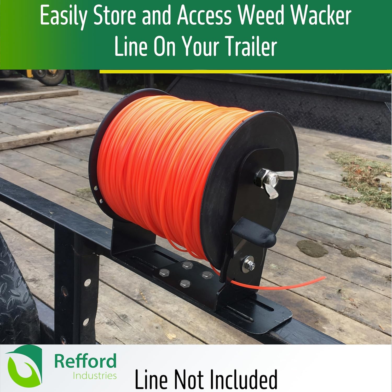 Weed Wacker Line Holder, Built-in Line Cutter Unlike Competitors, Holds 5lb Spools, Upgraded Steel Bolt Locks Spool in Place, Heavy Duty Stainless Steel Bracket