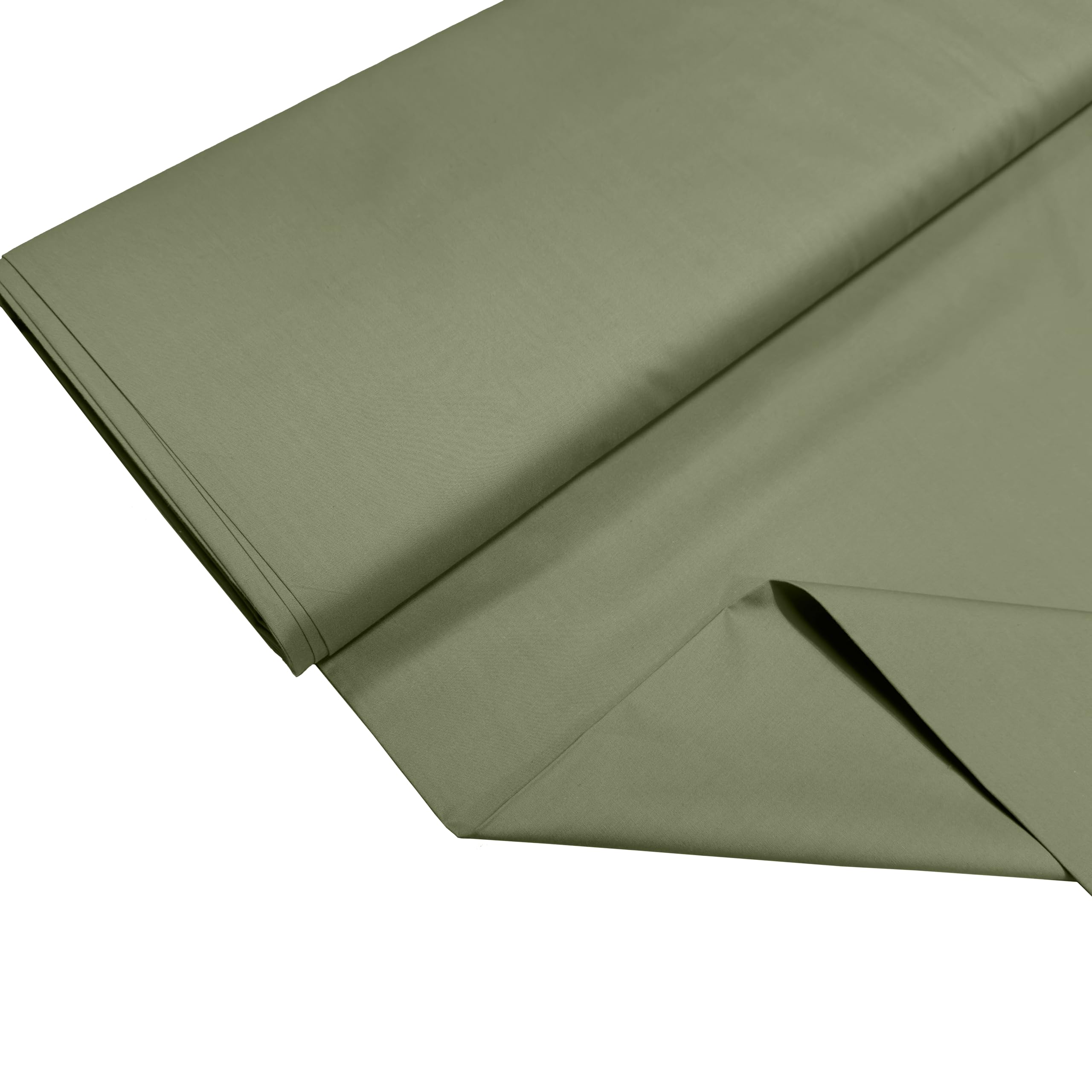 100% Cotton Percale Fabric – 200 Thread Count, 120 GSM, Breathable & Durable Material for Bedding, Quilting & Sewing - 1000cm x 112cm (Olive) — image 1