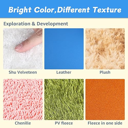 Miniatura 4 de Paquete de 6 baldosas sensoriales para autismo y desarrollo del bebé, tapete de espuma entrelazado de 0.4 pulgadas de grosor con 6 texturas,