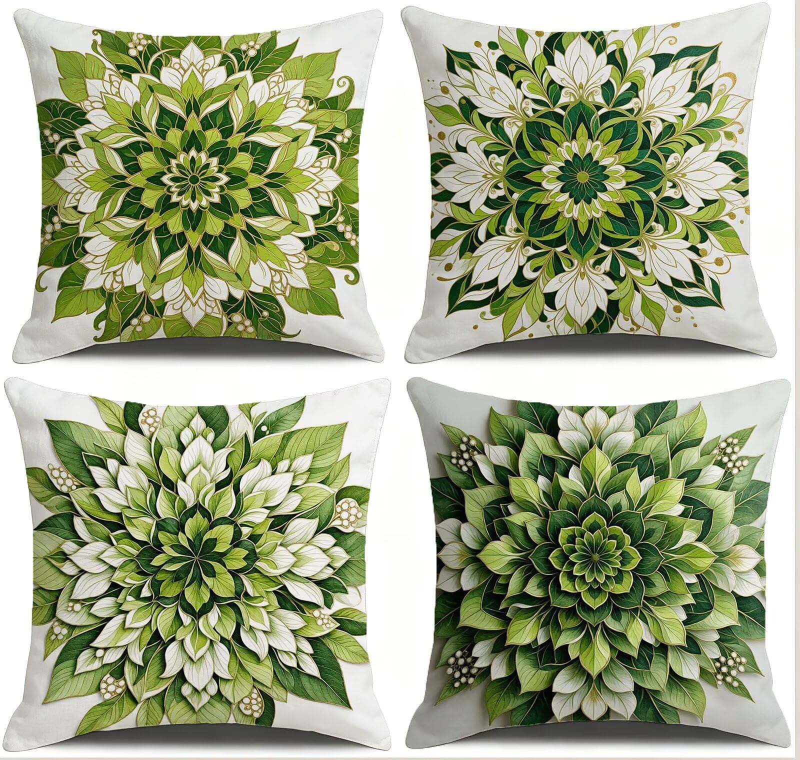 Verde Federe Cuscini Divano 50x50cm, Cuscini da Esterno Set de 4, Cod-433