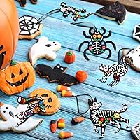 Vista 5 de CCINEE 24Pcs Dia De Los Muertos Felt Ornaments, Mexcian Skeleton Halloween Ornaments for Day of The Dead Themed Party School Bags Indoor Outoor Tree