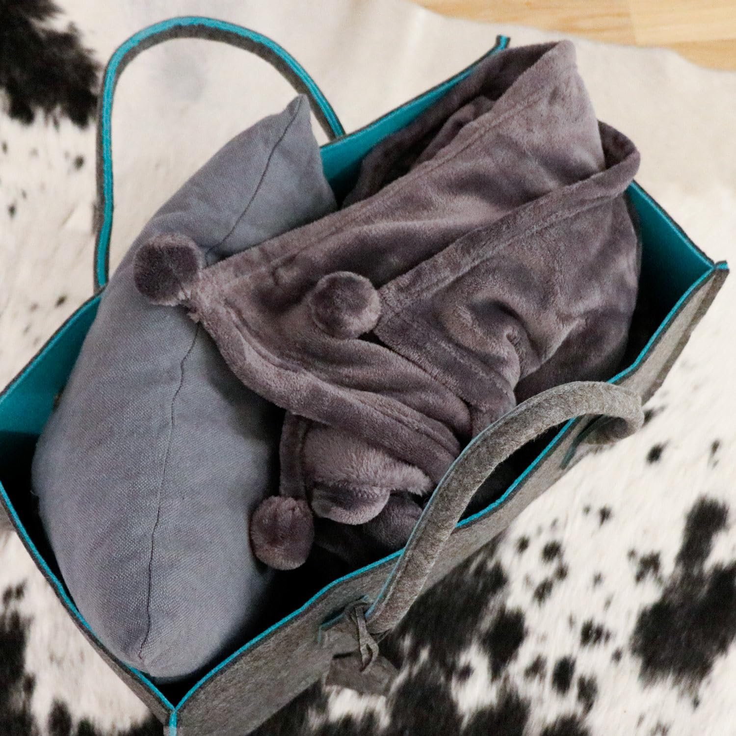 DuneDesign Set de 2: Bolsa de Fieltro hasta 25kg - 50x25x25 Cesta para Leña Interior - Cesta de Almacenaje Tote Bag Grande - Cesta Compra Bolsa Compra Plegable - Cesta Leña Chimenea Cesta para Pellets