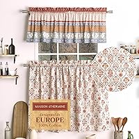Vista 46 de Maison d' Hermine Juego de cortinas de cocina para ventanas 100% algodón Juego de cenefas de cocina para el hogar [2 niveles (71 cm x 91 cm) y 1