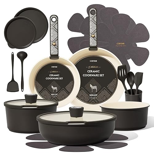 CAROTE 21-Piece Ceramic Cookware Set, Nonstick Pots and Pans Set