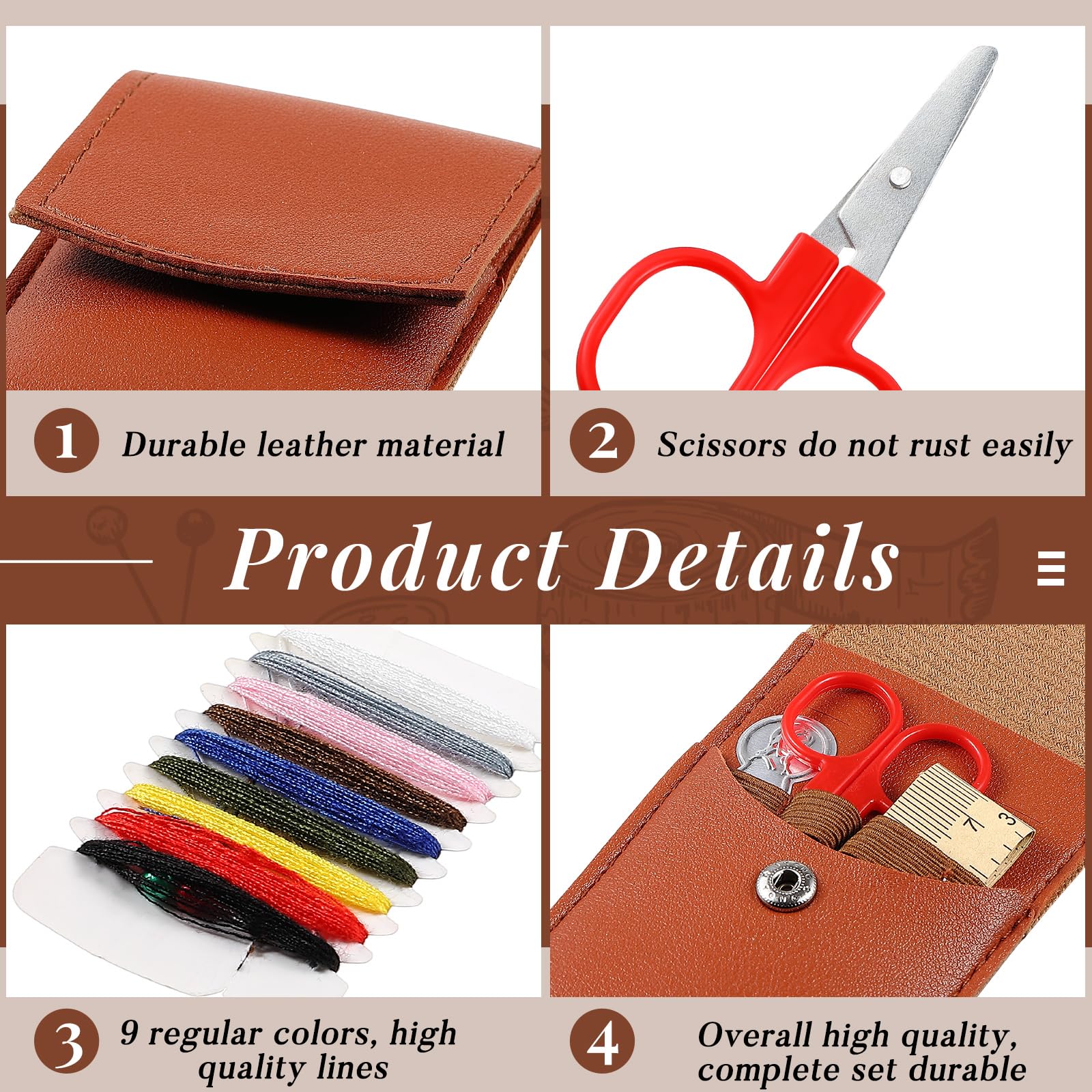 FineCheer Juego de 12 juegos de costura de viaje, juego de bolsa de costura portátil, kit de reparación de hilos con agujas, botón de hilos, suministros de bricolaje con accesorios para adultos,