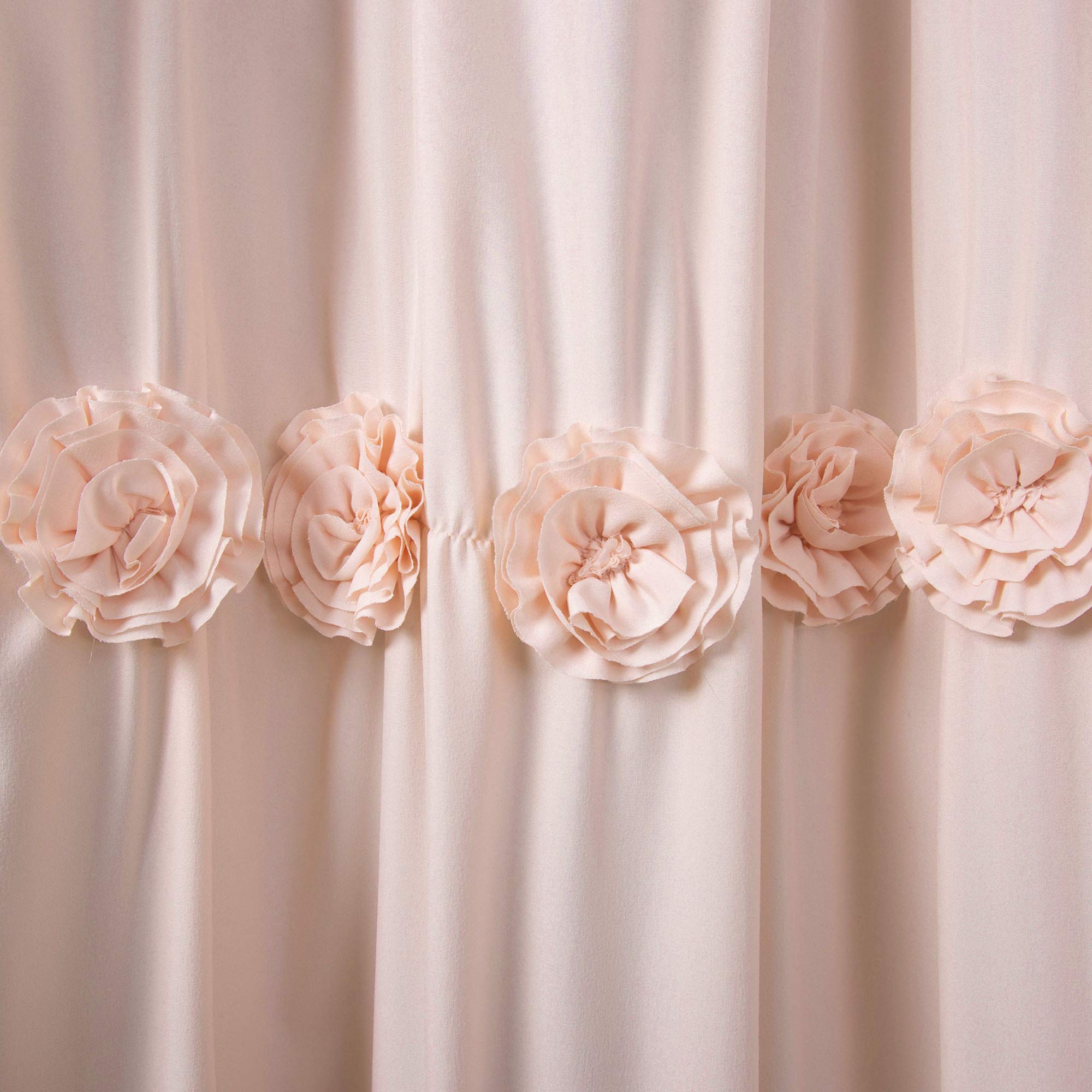 Lush Decor Ruched Bathroom Shower Curtain, x 72”, Blush Darla Rideau de Douche froncé Motif Floral 183 x 183 cm, Rose poudré