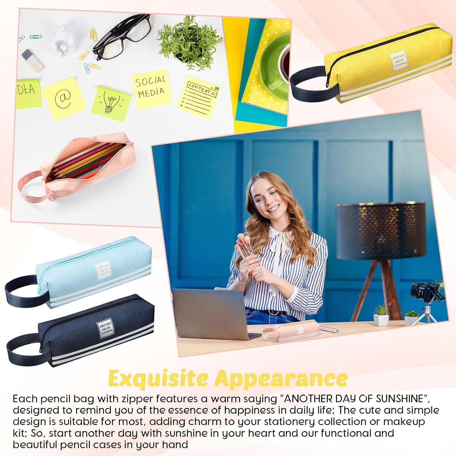 Mooliwe 25 Pcs Small Pencil Case Bulk Slim Pencil Pouch with Zipper Aesthetic Stationery Cute Square Waterproof Portable Storage Bag Makeup Bag for Marker Cosmetic