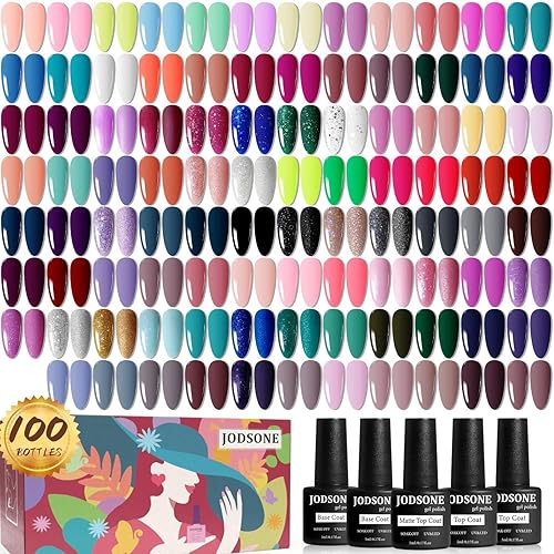 JODSONE Juego de iniciación de esmalte de uñas de gel, 100 piezas, esmalte de uñas de gel multicolor para salón de uñas, uso doméstico, gel de uñas disponible en Yaxa Colombia