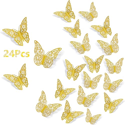 SAOROPEB DecoraciĂłn de pared de mariposa 3D 24 piezas de 3 tamaños y 2 estilos calcomanĂas extraĂbles de pared de mariposa calcomanĂas de pared para SAOROPEB DecoraciĂłn de pared de mariposa 3D 24 piezas de 3 tamaños y 2 estilos calcomanĂas extraĂbles de pared de mariposa calcomanĂas de pared para