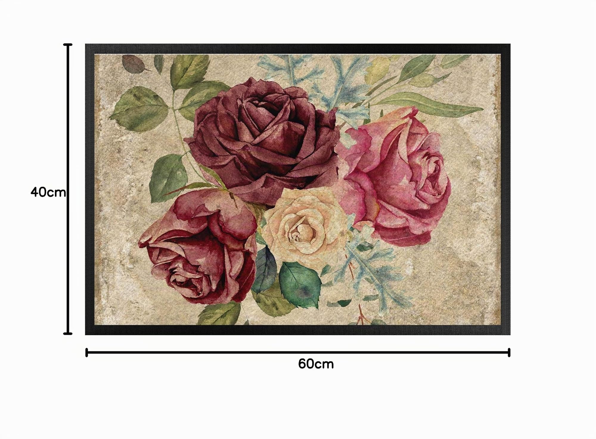 Bilderwelten Fußmatte - Vintage Rosen und Hortensien, Größe HxB: 40cm x 60cm