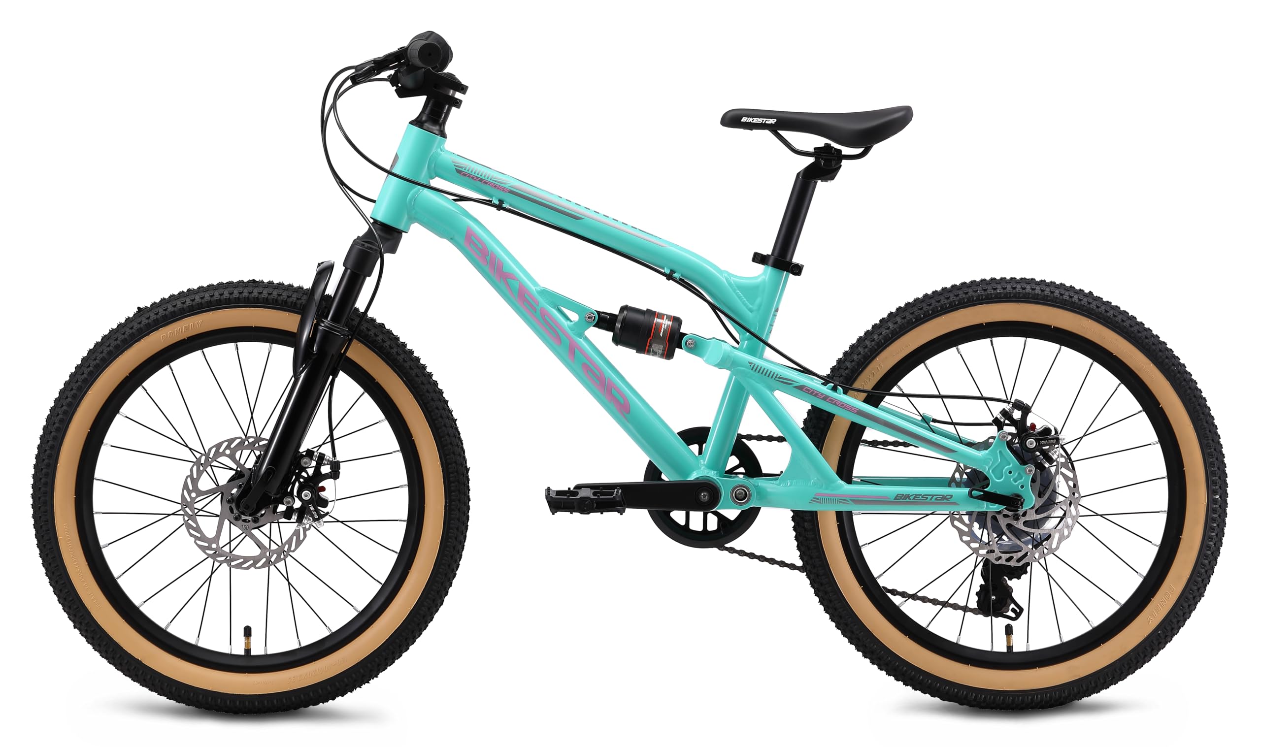 BIKESTAR VTT Vélo Tout Terrain Tout Suspendu pour Enfants de 6 Ans | Bicyclette 20 Pouces 7 Vitesses Shimano, Freins Disque