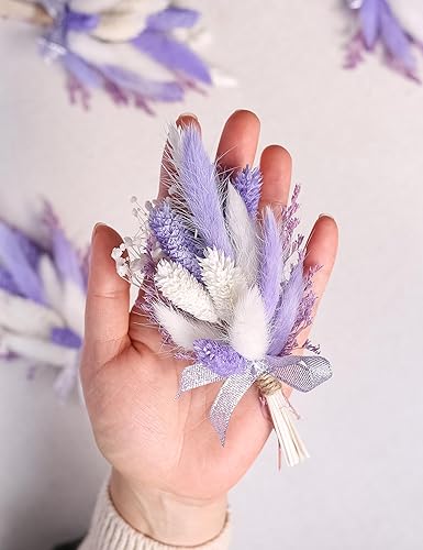 Miniatura 47 de xin's convey Mini Dried Flowert Set (Pack of 6), Orange Small Bouquet, Pampas Small Bouquet, Party Plate Decoration, Bridesmaid Flower Girl Proposal