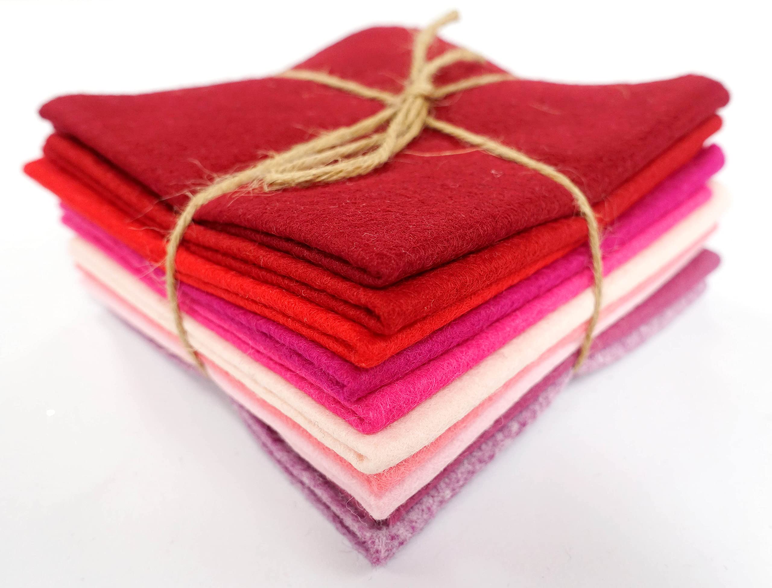 Wool Blend Craft Felt Square Colour Pack 9" / 22cm EN17 Standard 10 Pack (Be My Valentine)