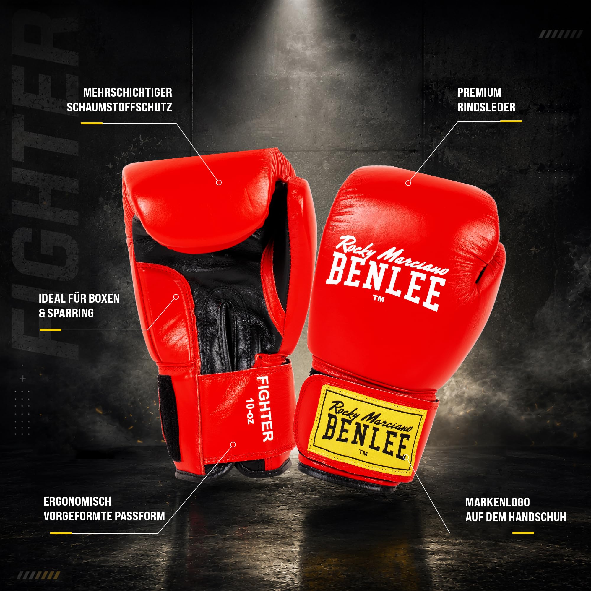 BENLEE rękawice bokserskie ze skóry Fighter