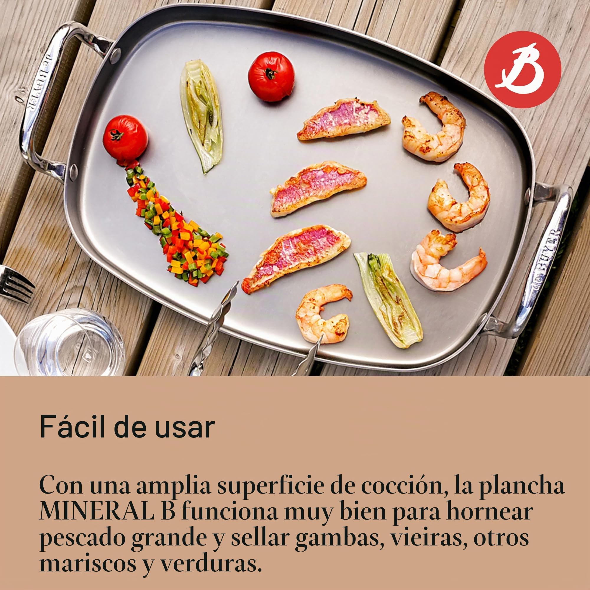 De Buyer, PLANCHA MINERAL B LISA 2ASAS 38X26x11,49CM,5640.01