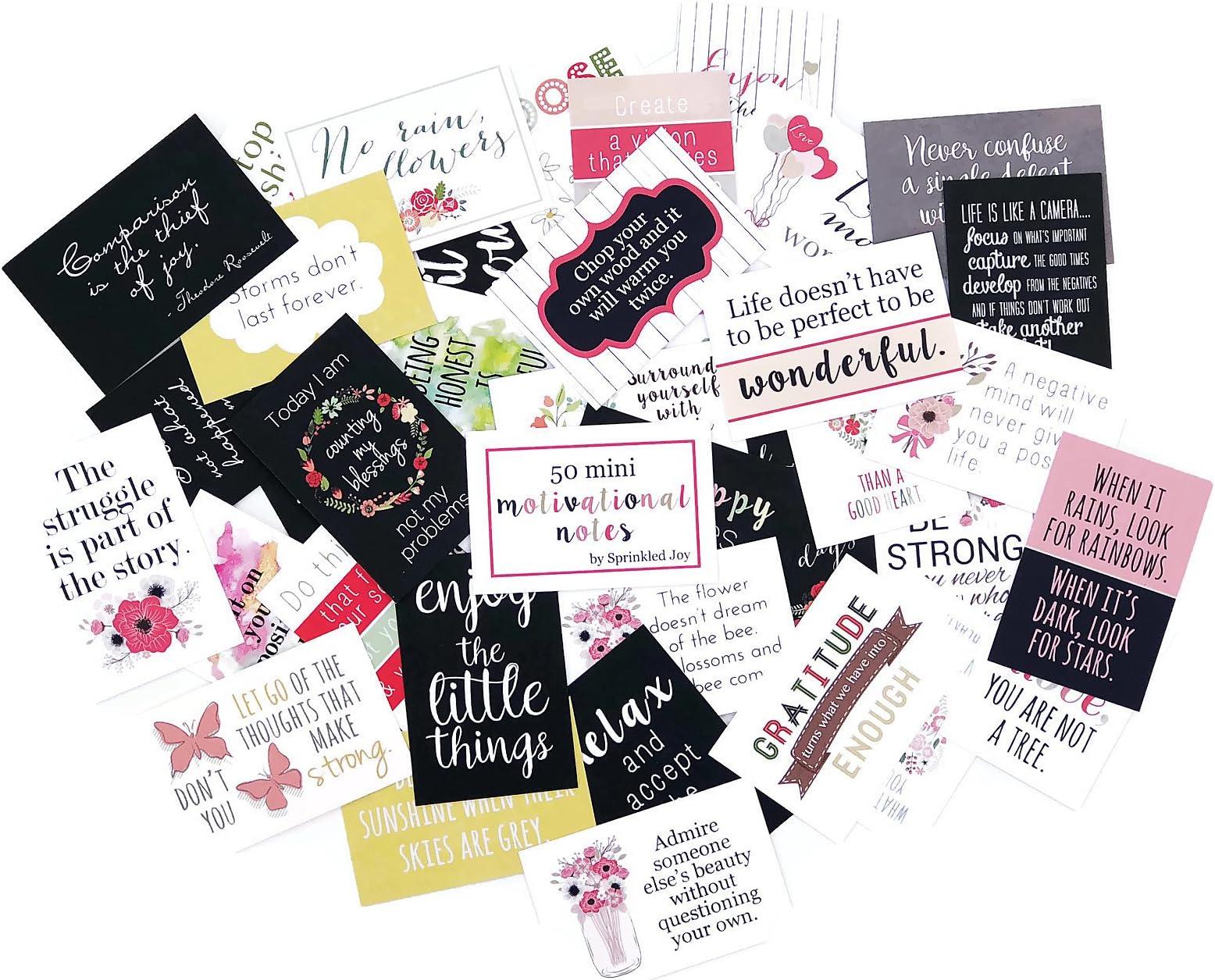 Designer Lunchbox Floral Motivational Notes - 50 Inspirational Cards