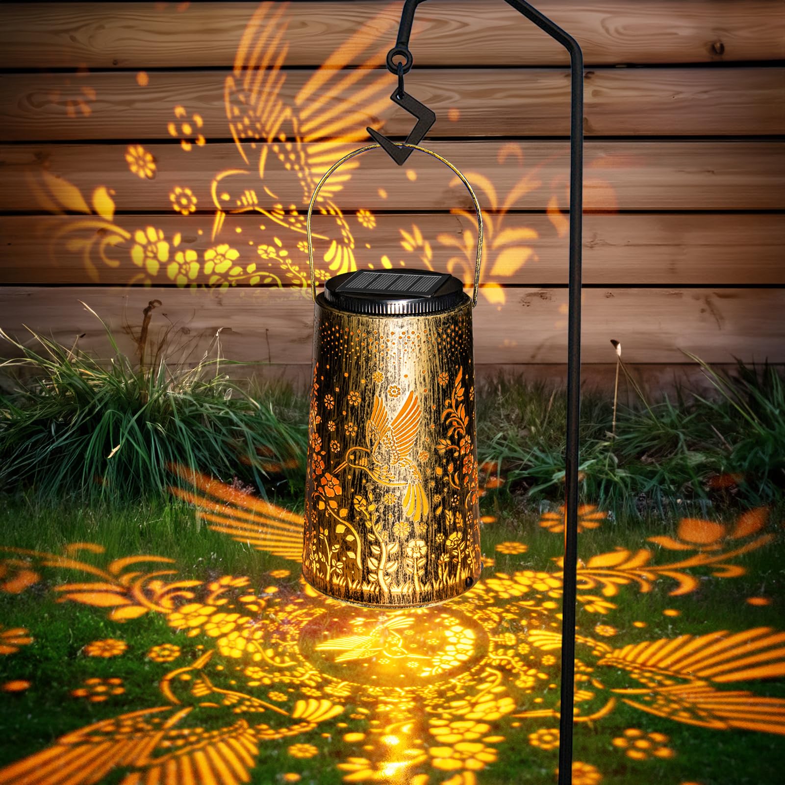 Solar Lantern Hanging Light LED Hummingbird Outdoor Garden Lamp Waterproof Decor