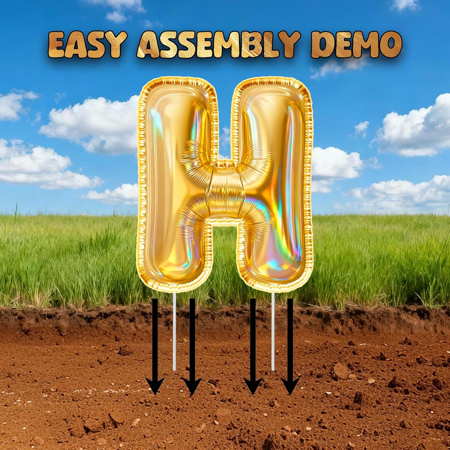 18PCS Laser Reflective Gold Balloon Yard Sign - Hollow Sheet Printed Decor with Stakes, Iridescent Rainbow Shine Effect, Outdoor/Indoor Birthday Party Lawn Decoration