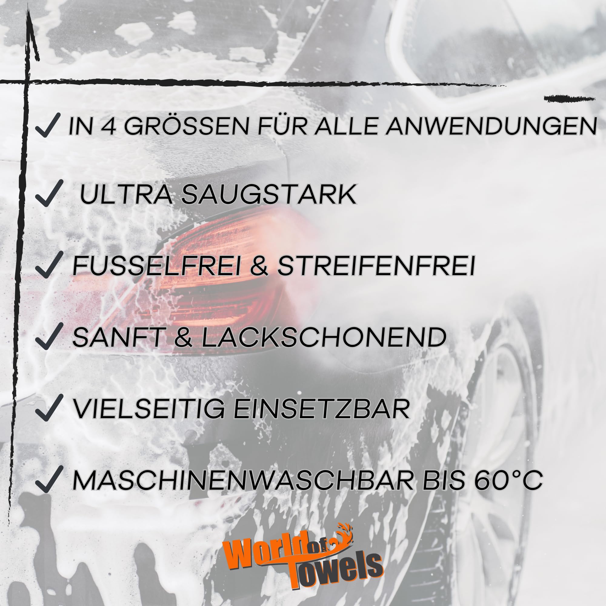 Auto Trockentuch Mikrofaser bis 1400 GSM – fusselfrei streifenfrei – Mikrofasertuch Auto trocknen ohne Kratzer – Auto Detailing Tuch – 60x40-60x80-90x60 cm (4, 60 x 80)