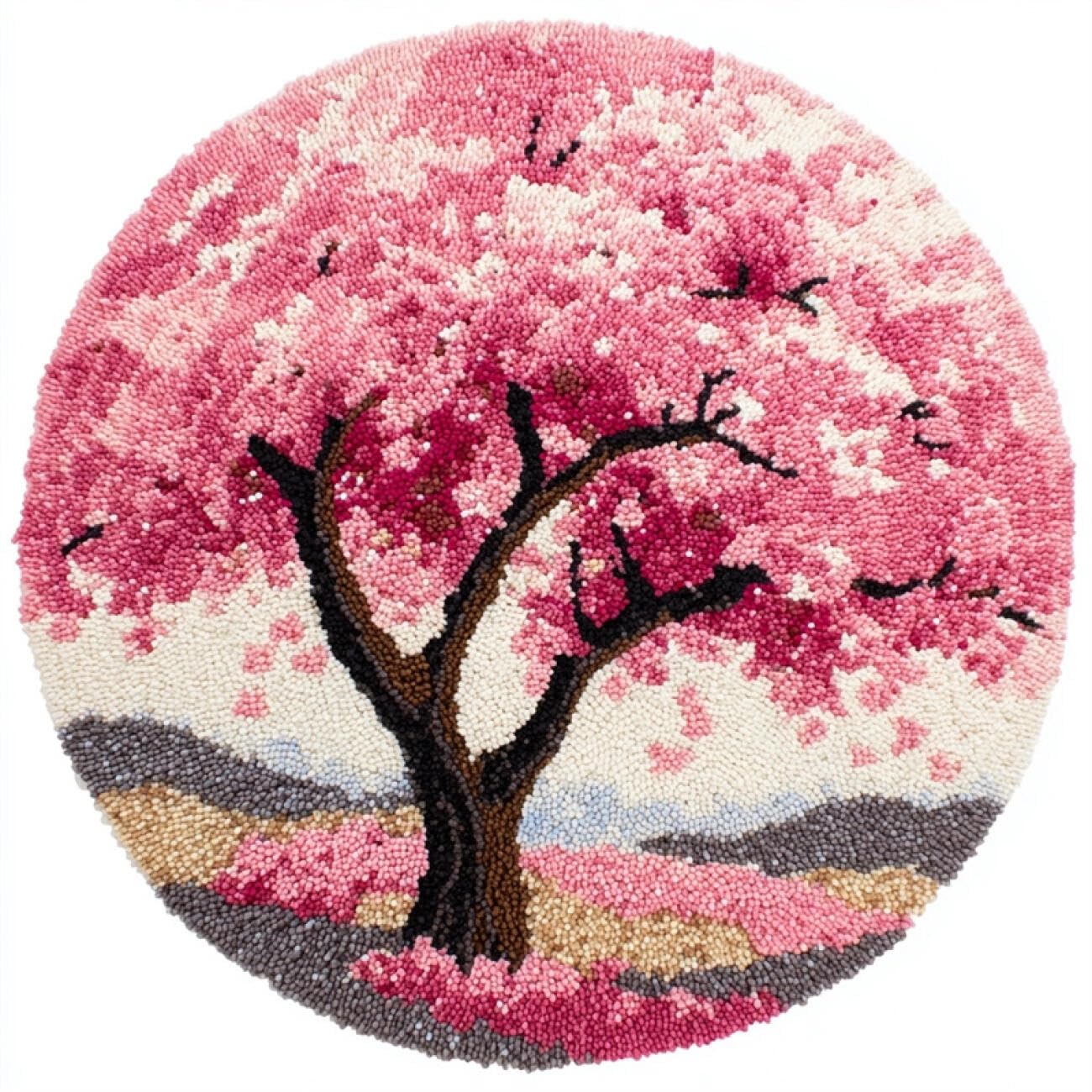 Kitquiver Latch Hook Rug Kits Anime Flower Tree 100x100cm