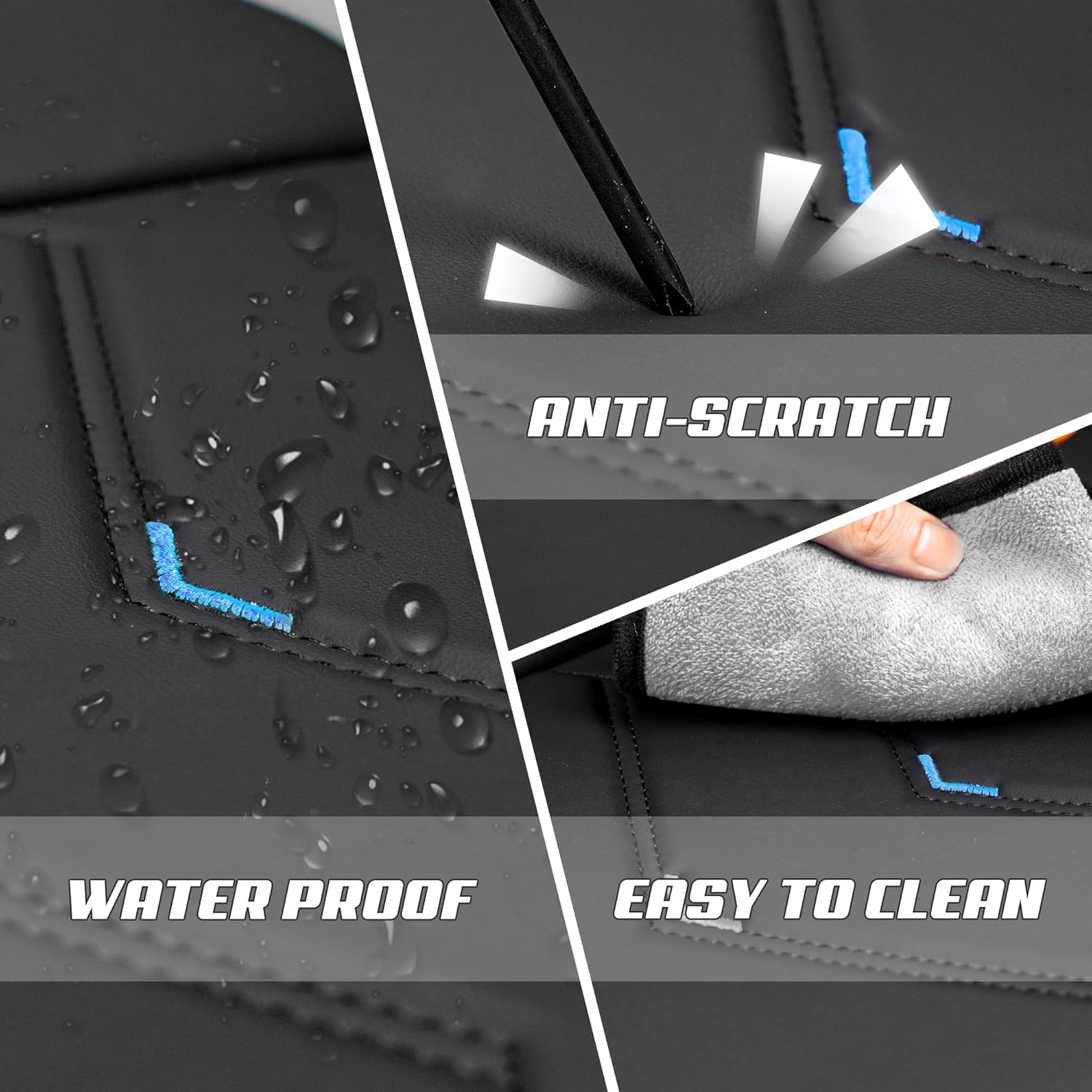 Car Seat Covers Fit for Ford F-150/F-250/F-350 2009-2026, Stylish Sport Seat Cover, Waterproof Wear-Resistant Premium Car Seat Cover，Ford F-150 Seat Covers. (2 Pcs Front/Black Blue)