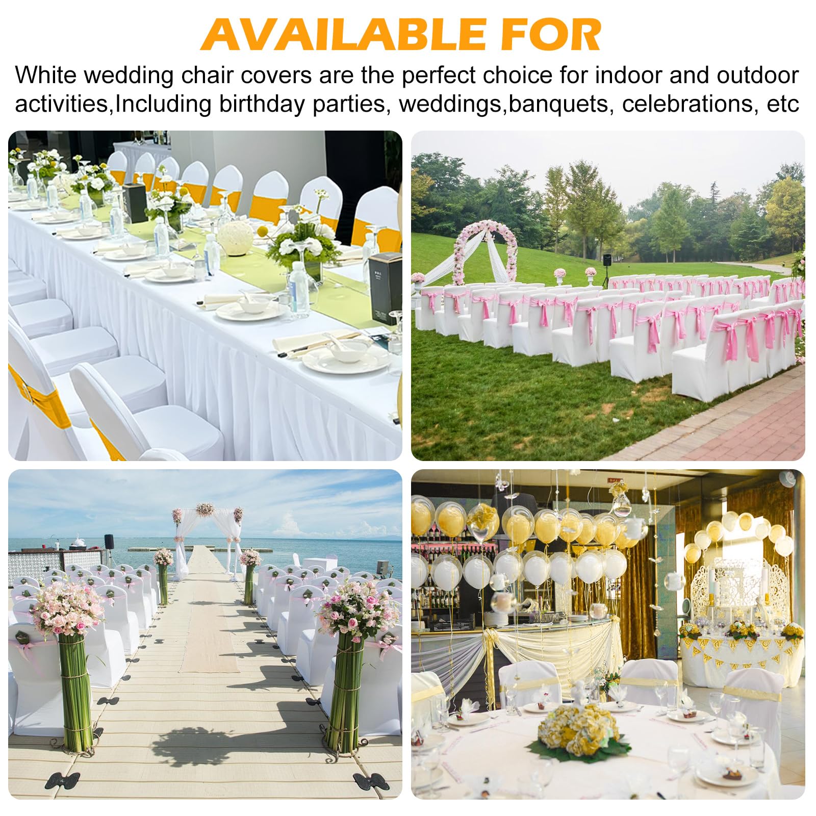Couverture Housses de Chaise Mariage, 10 Pièces Housse de Chaise Extensible, Lavable Universel Housses de Chaise de Salle à Manger, Housse de Salle à Manger pour Mariages Banquets Cérémonie Hôtel