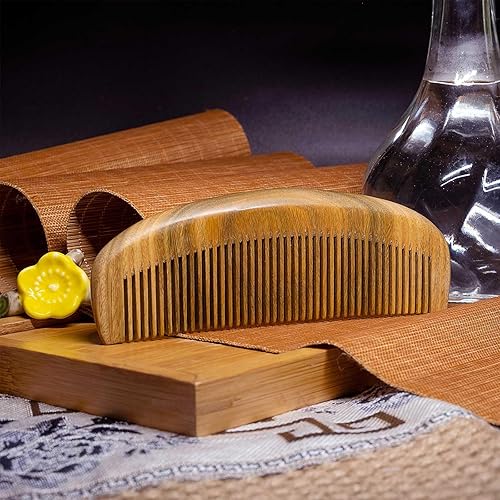 Miniatura 4 de Peine de madera para mujer, peine desenredante, peine de sándalo verde para hombres y mujeres