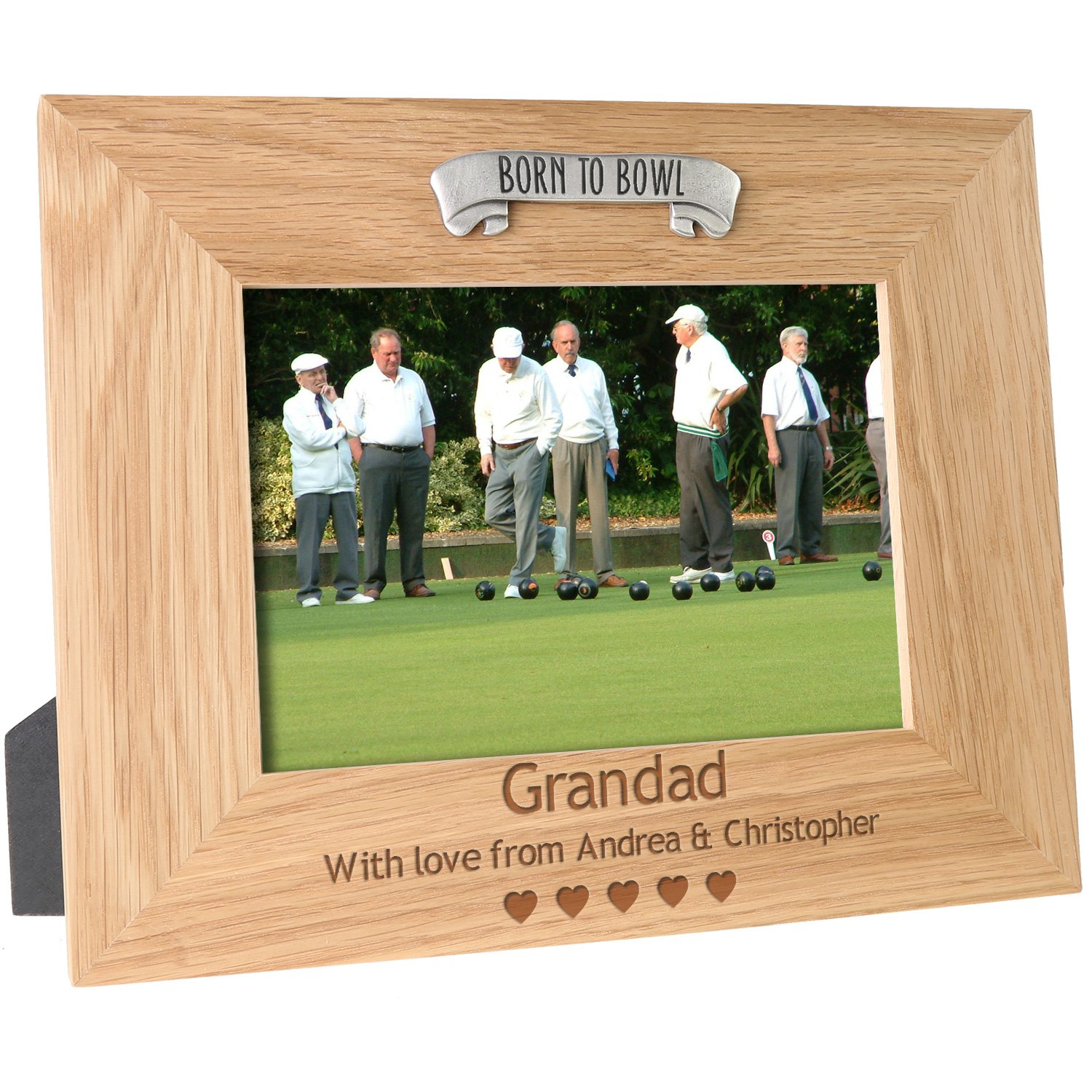 De Walden Bowling Gift Engraved Oak Photo Frame Carpet Lawn Bowls 10 Pin